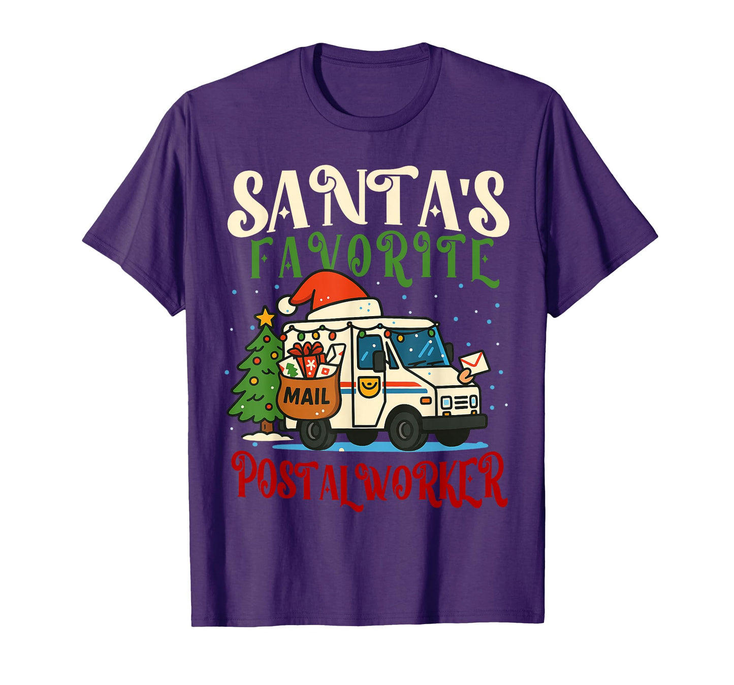 Santa’s Favorite Postal Worker. Funny Christmas Mail Carrier T-Shirt