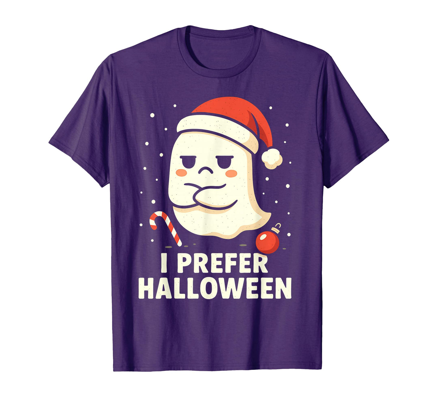 I Prefer Halloween Ghost Santa Hat Sarcastic Christmas T-Shirt