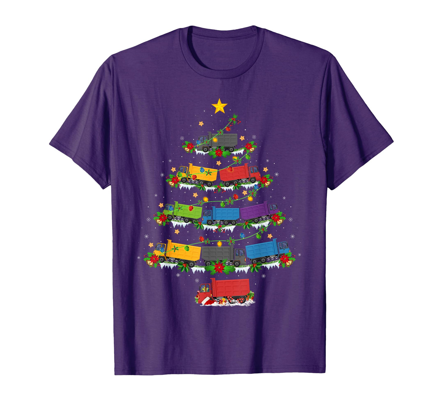 Truck Christmas Tree Lights Funny Truck Driver Xmas T-Shirt