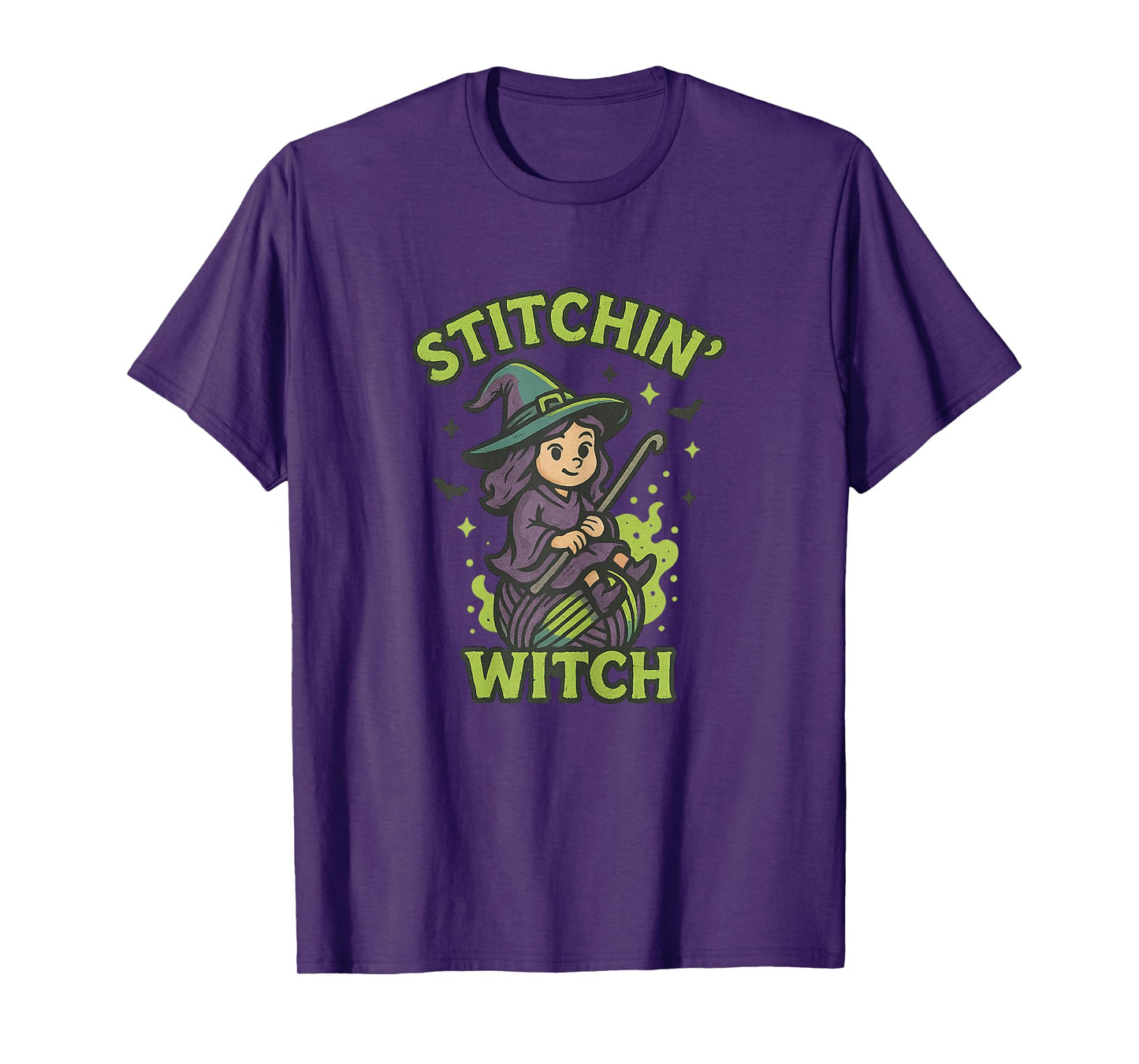 Stitchin’ Witch Halloween Crochet Funny Knitting Yarn T-Shirt