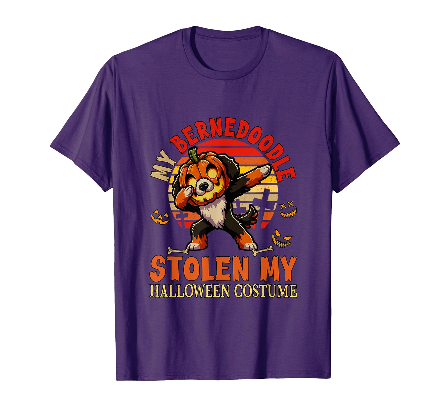 Bernedoodle Stolen My Halloween Costume Dog Carved Pumpkin T-Shirt