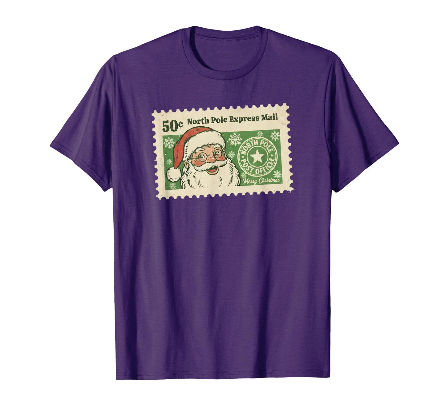 Vintage Santa North Pole Stamp Retro Christmas Postage Tee T-Shirt