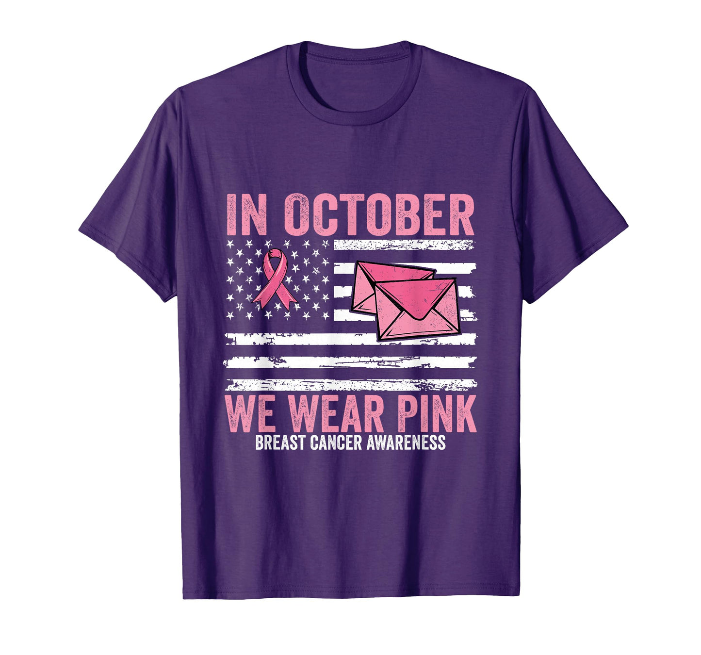 October We Wear Pink Breast Cancer Awareness Postal Worker T-Shirt