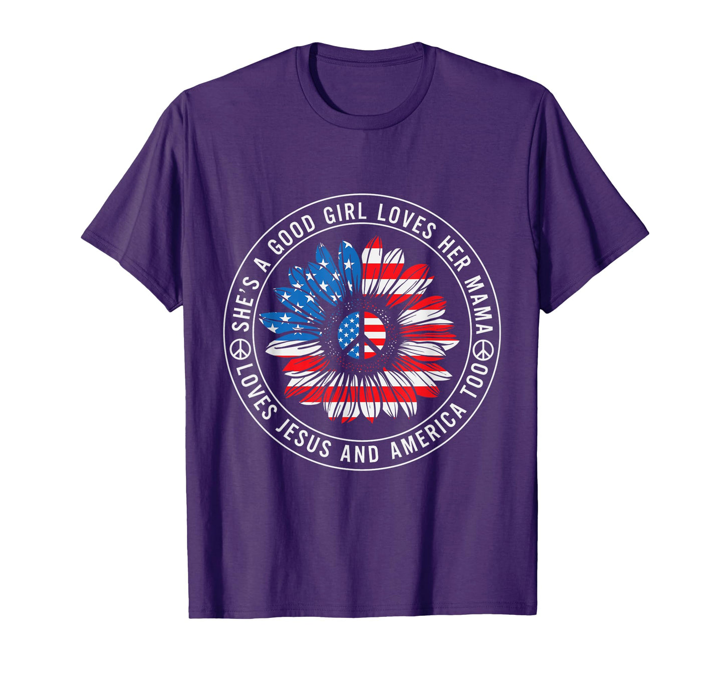 She Loves Her Mama Jesus and America Peace Sign T-Shirt
