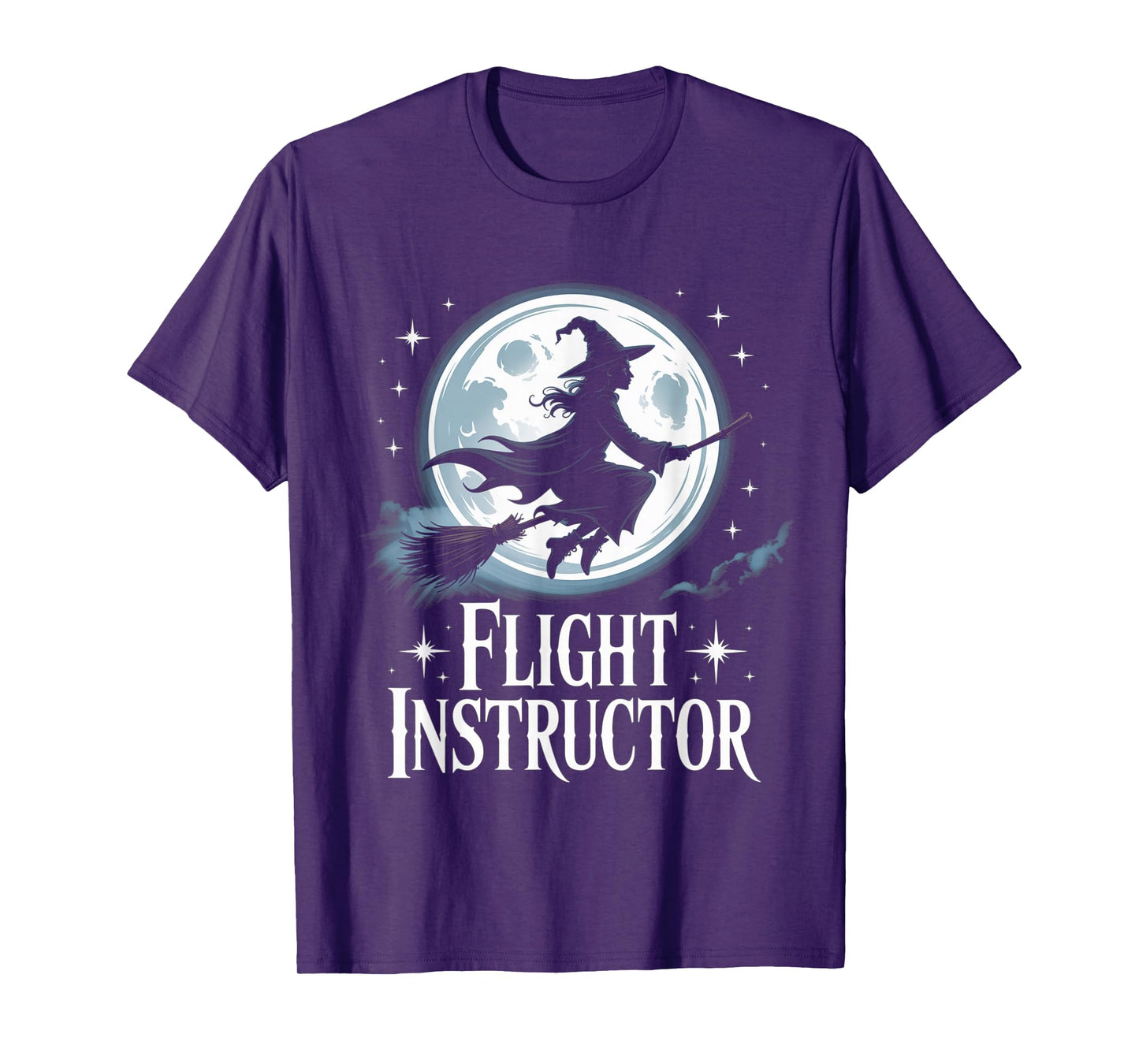 Flight Instructor Witch Broomstick Funny Halloween Costume T-Shirt