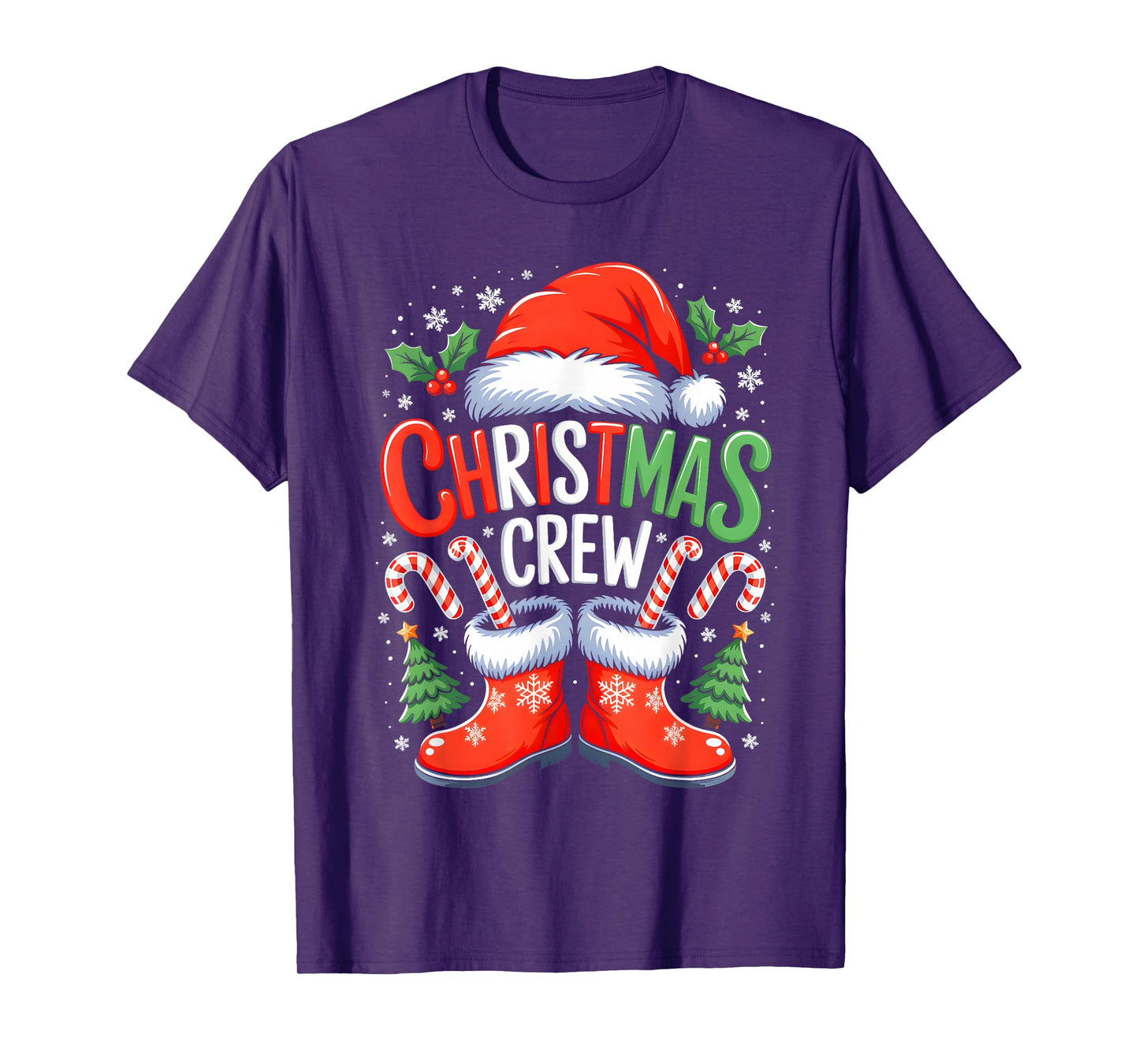 Funny Christmas Crew Xmas Squad Santa Family Pajamas 2025 T-Shirt