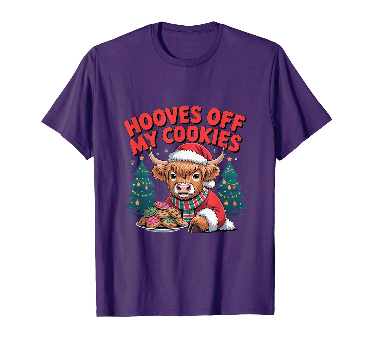 Cute Highland Cow Funny Christmas Cows Lover Santa Humor T-Shirt