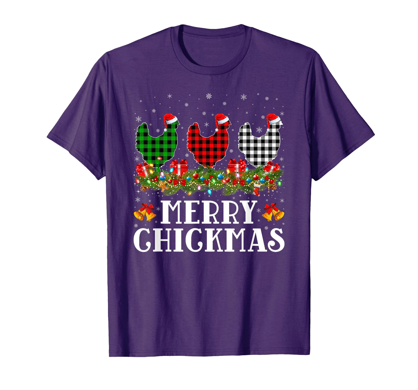Merry Chickmas Chicken Christmas Buffalo Plaid Xmas Pajamas T-Shirt