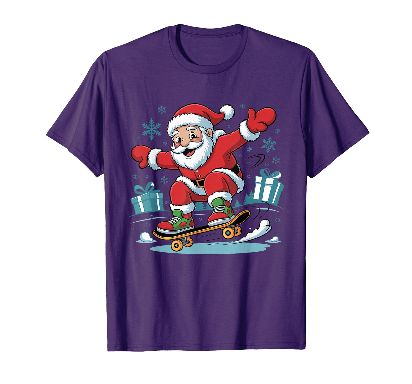 Funny Santa Skater Skateboarding Lover Christmas Xmas Pajama T-Shirt