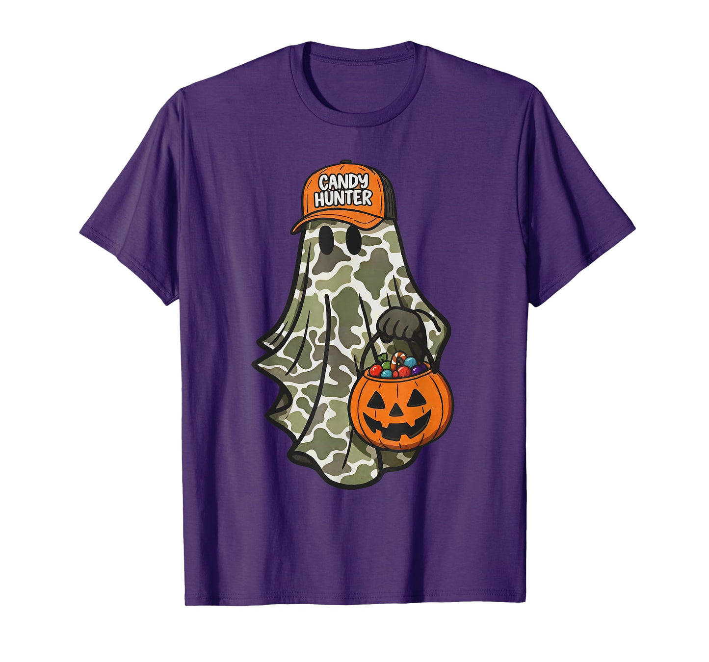 Halloween Camo Ghost Jack O Lantern Pumpkin for Kids Boys T-Shirt