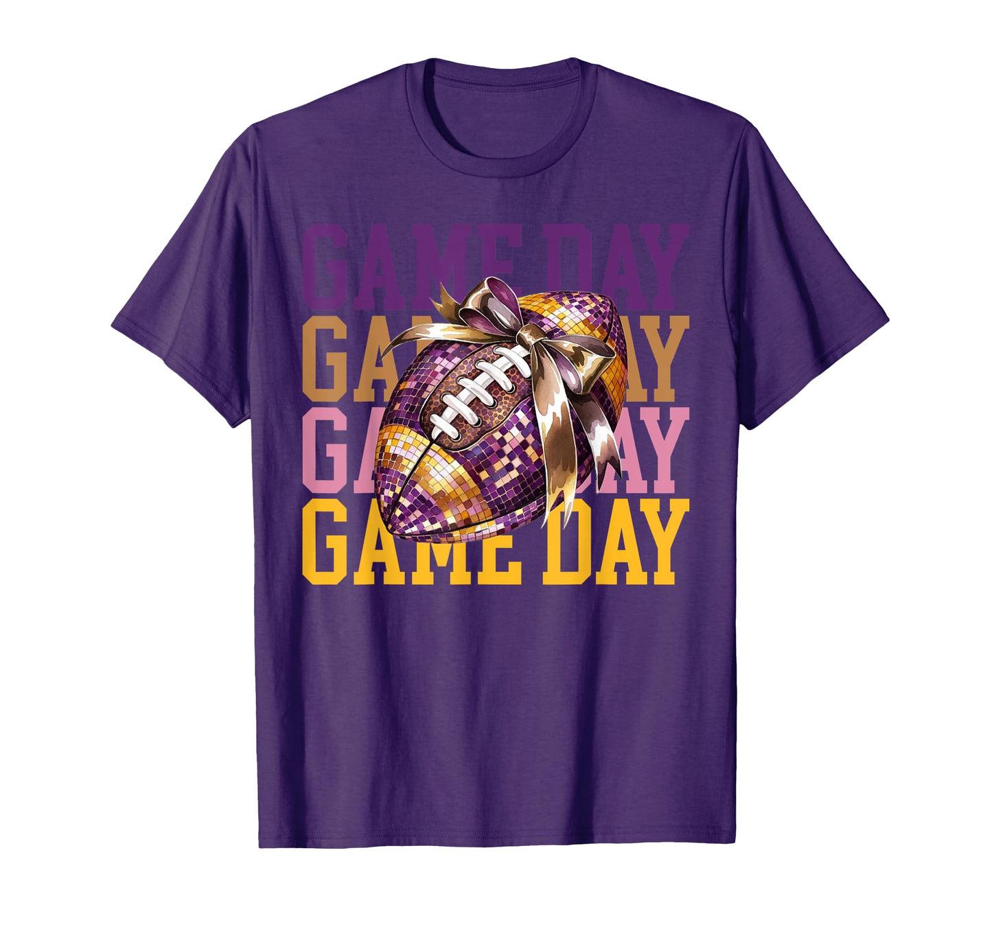 Coquette Bow Disco Funny Football Game Day Touchdown Season T-Shirt