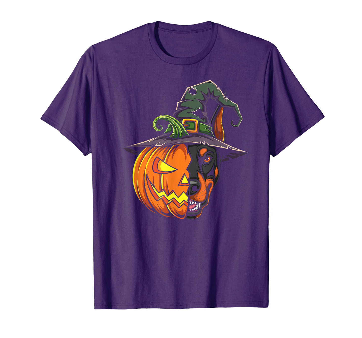 Doberman Pinscher Jack O Lantern Halloween Kids Mens Womens T-Shirt