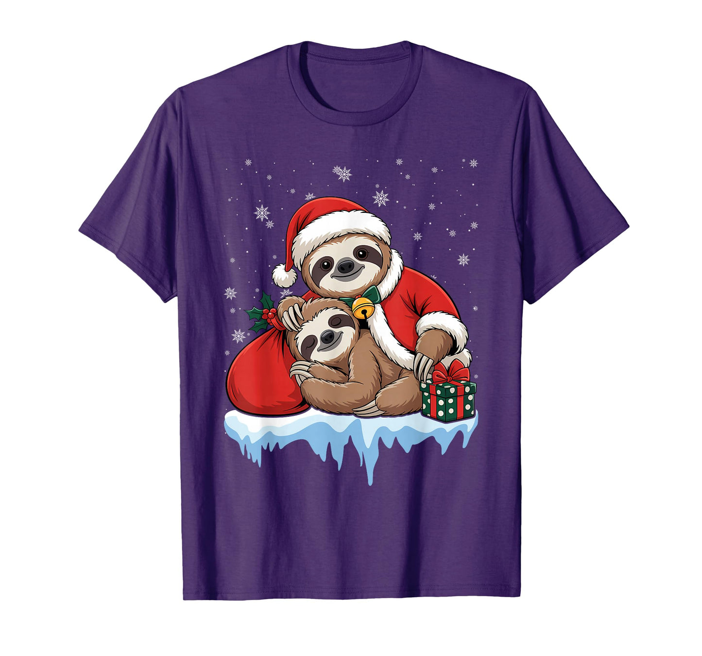 Sloth Santa Hat Christmas Pajama Cute Animal X-Mas Presents T-Shirt