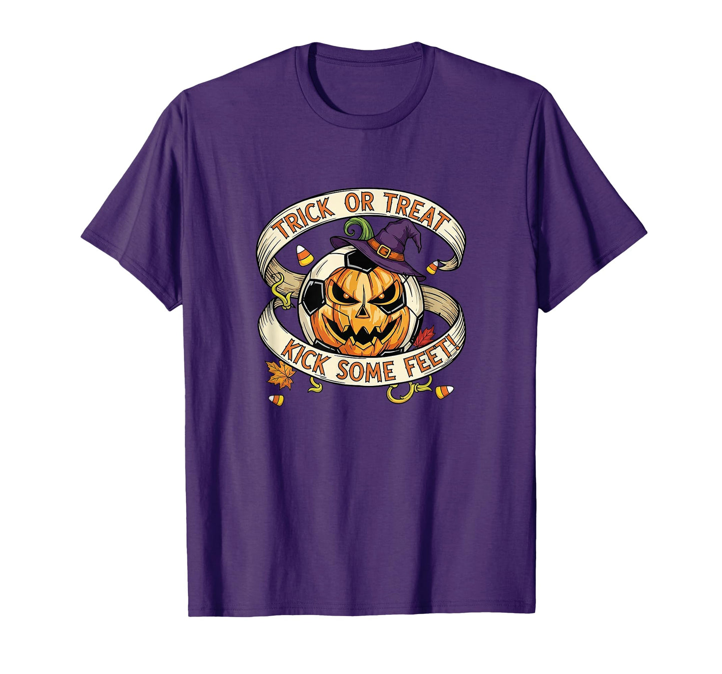 Trick or Treat Kick Some Feet Halloween Soccer Design T-Shirt