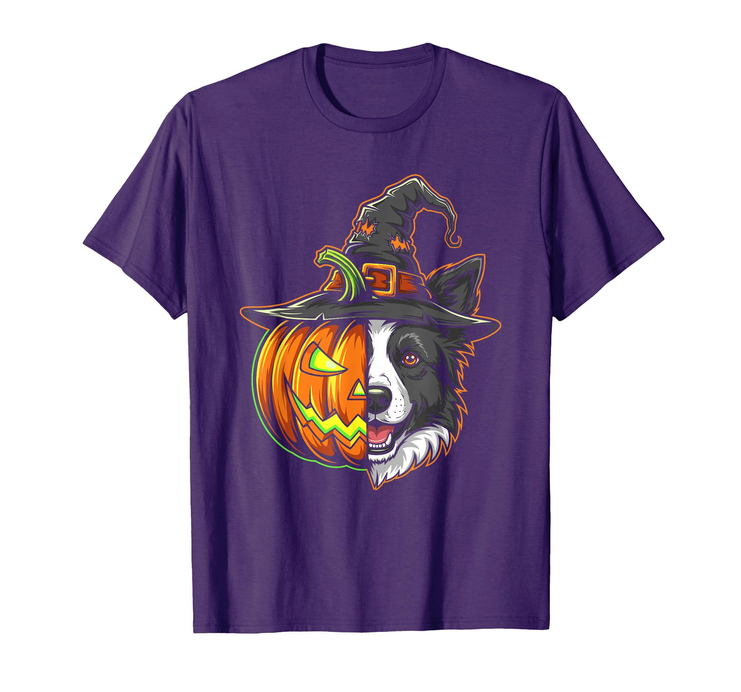 Border Collie Pumpkin Jack O Lantern Halloween Mens Womens T-Shirt