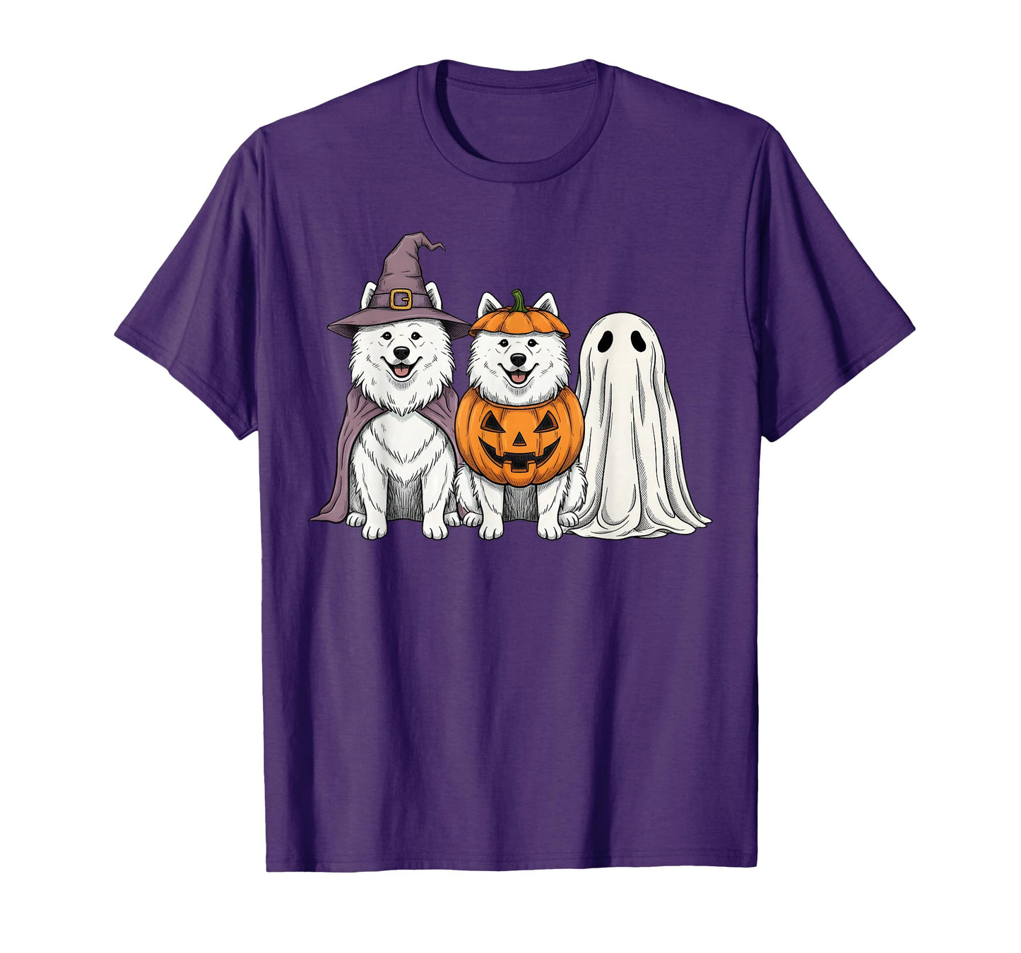Spooky Ghost Samoyed Pumpkin Halloween Dog Lover T-Shirt