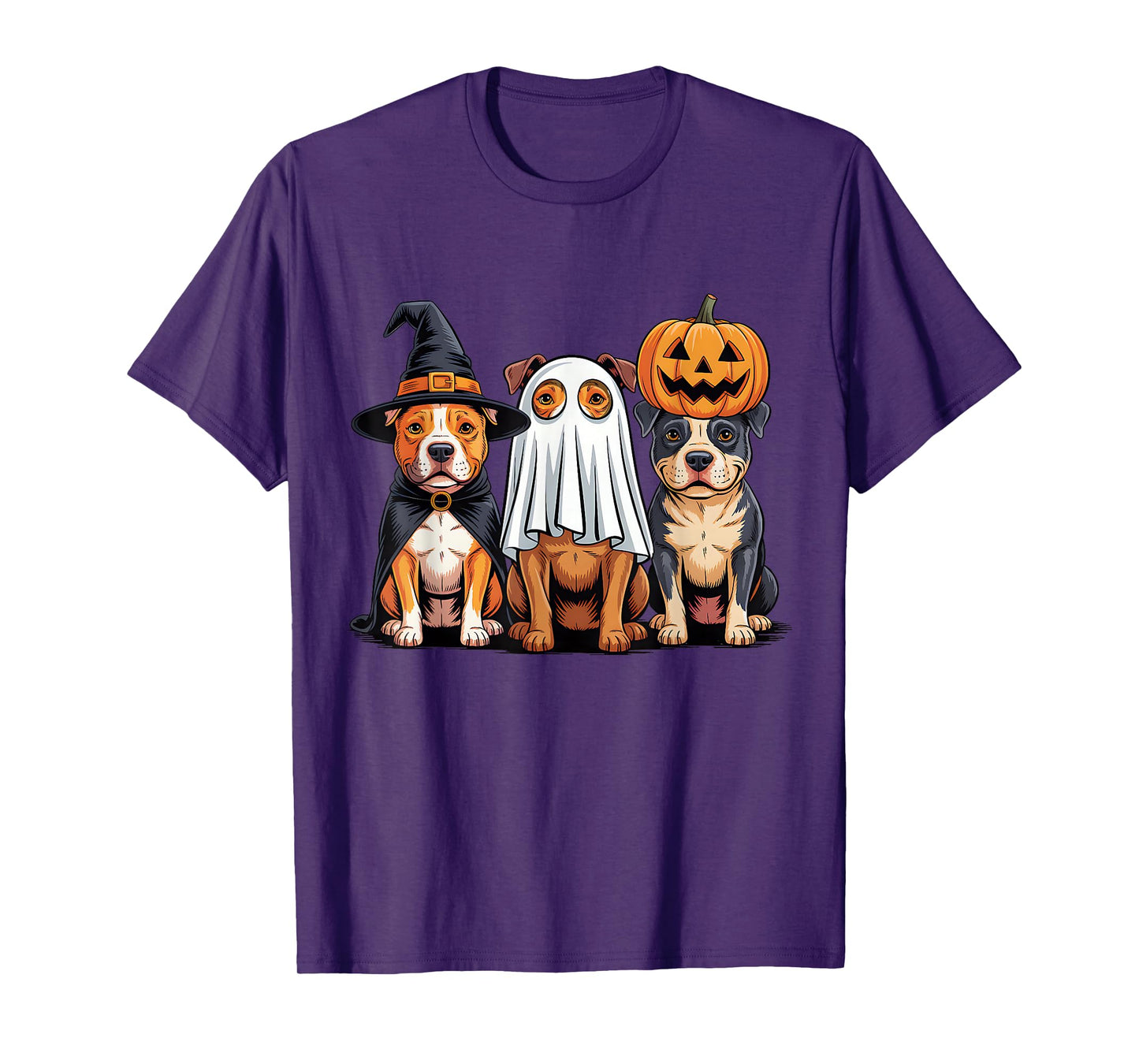 Pittbull Halloween Funny Dog Lover Pumpkin Witch Ghost Boo T-Shirt