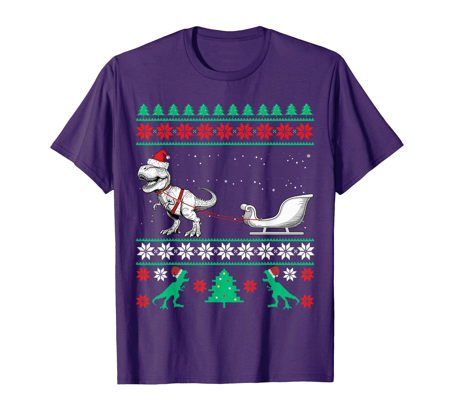 Dinosaur Sleigh Funny Merry Christmas Ugly Christmas T-Shirt