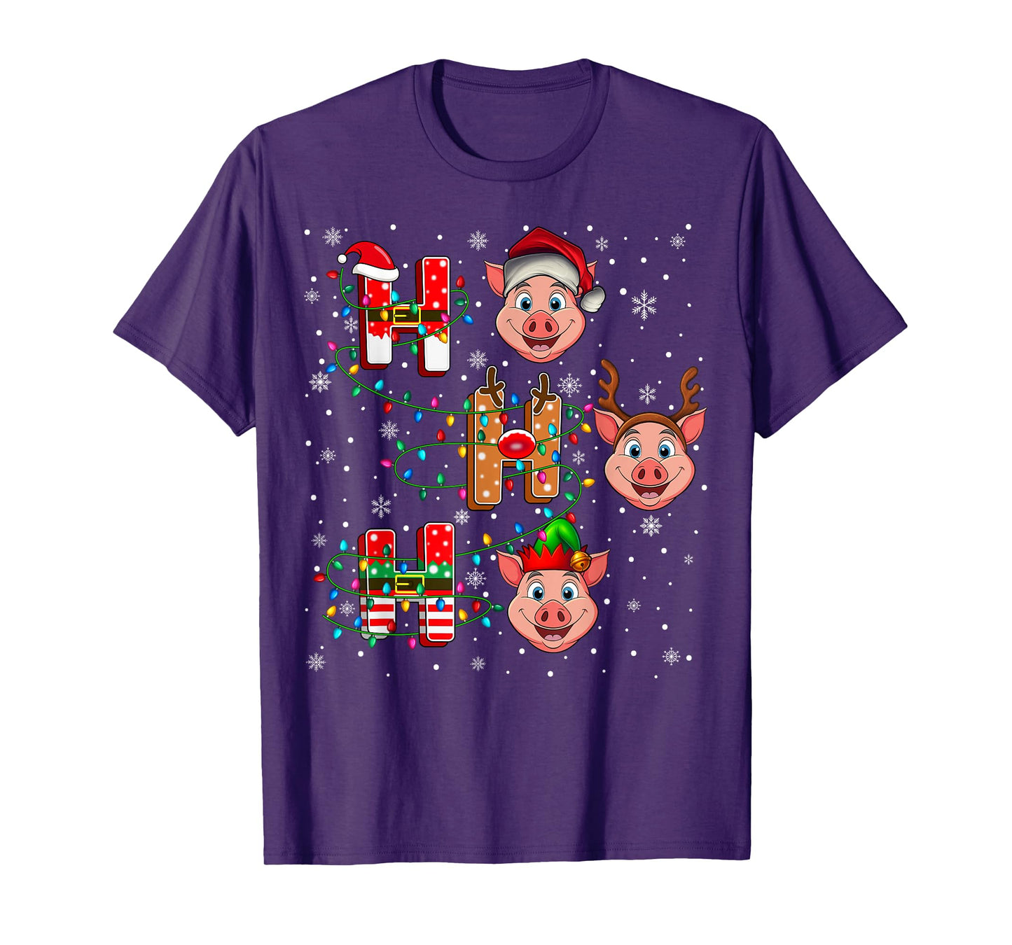Ho Ho Ho Santa Reindeer Hat Elf Pig Animal Christmas T-Shirt