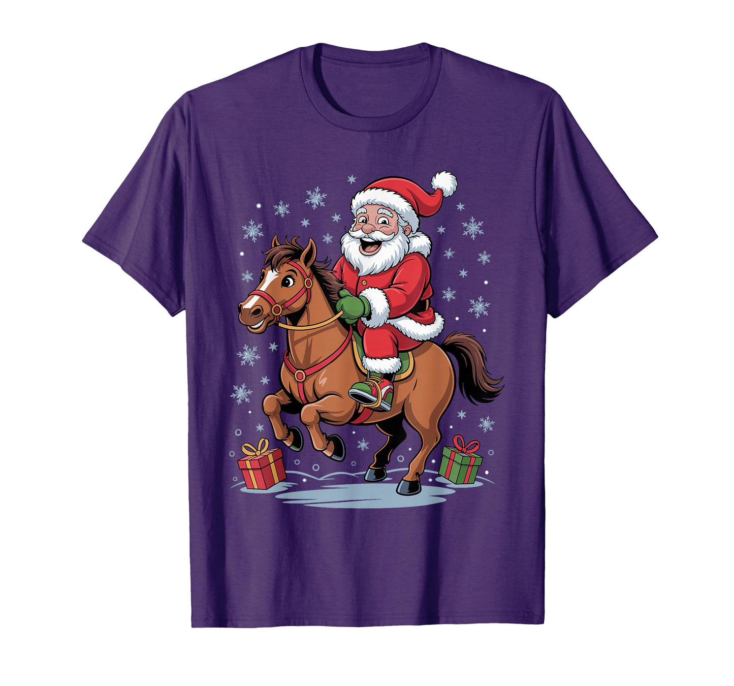 Funny Santa Riding Horse Equestrian Christmas Xmas Pajama T-Shirt