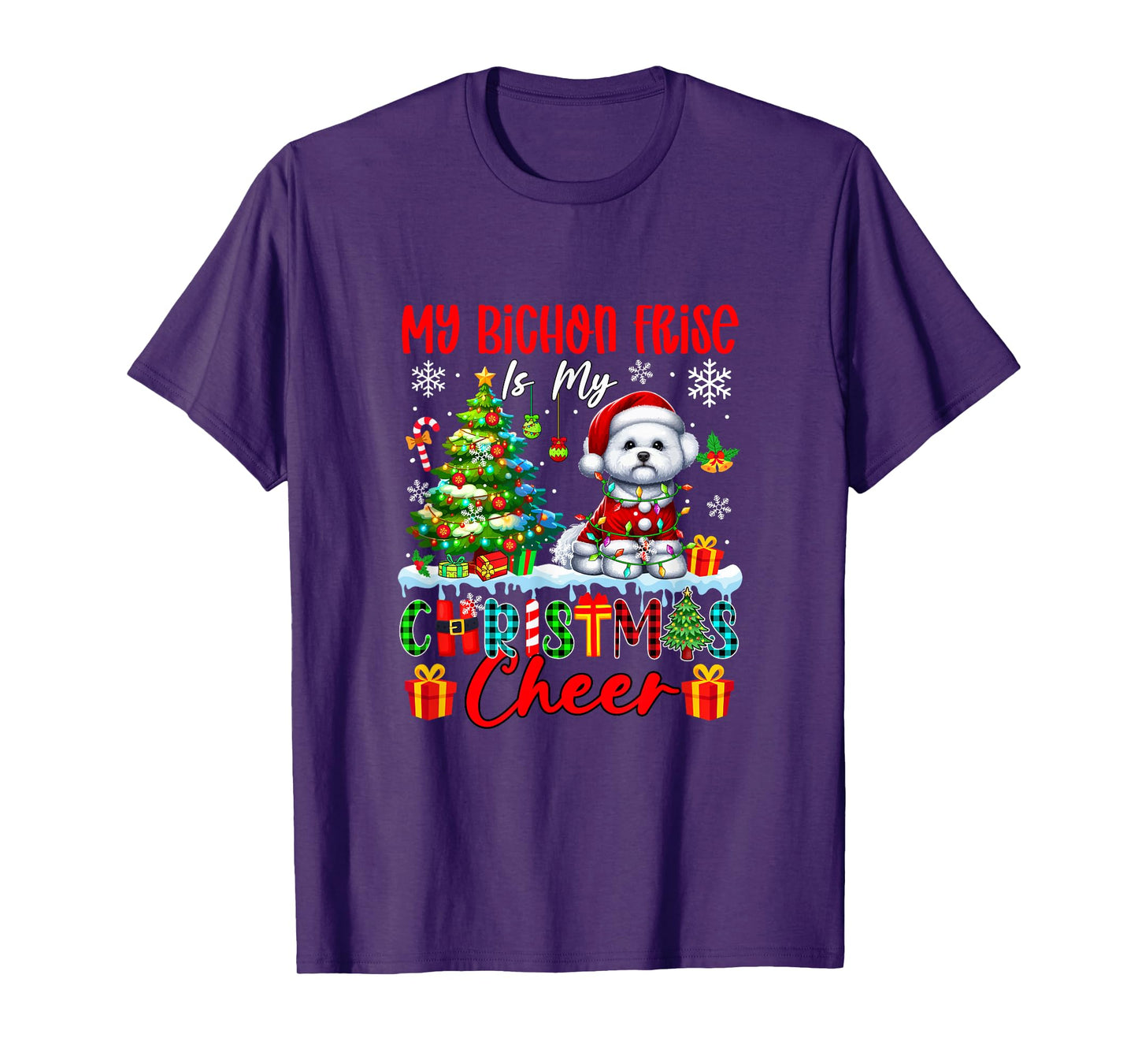 My Bichon Frise is My Xmas Cheer Funny Santa Dog Owner Kids T-Shirt