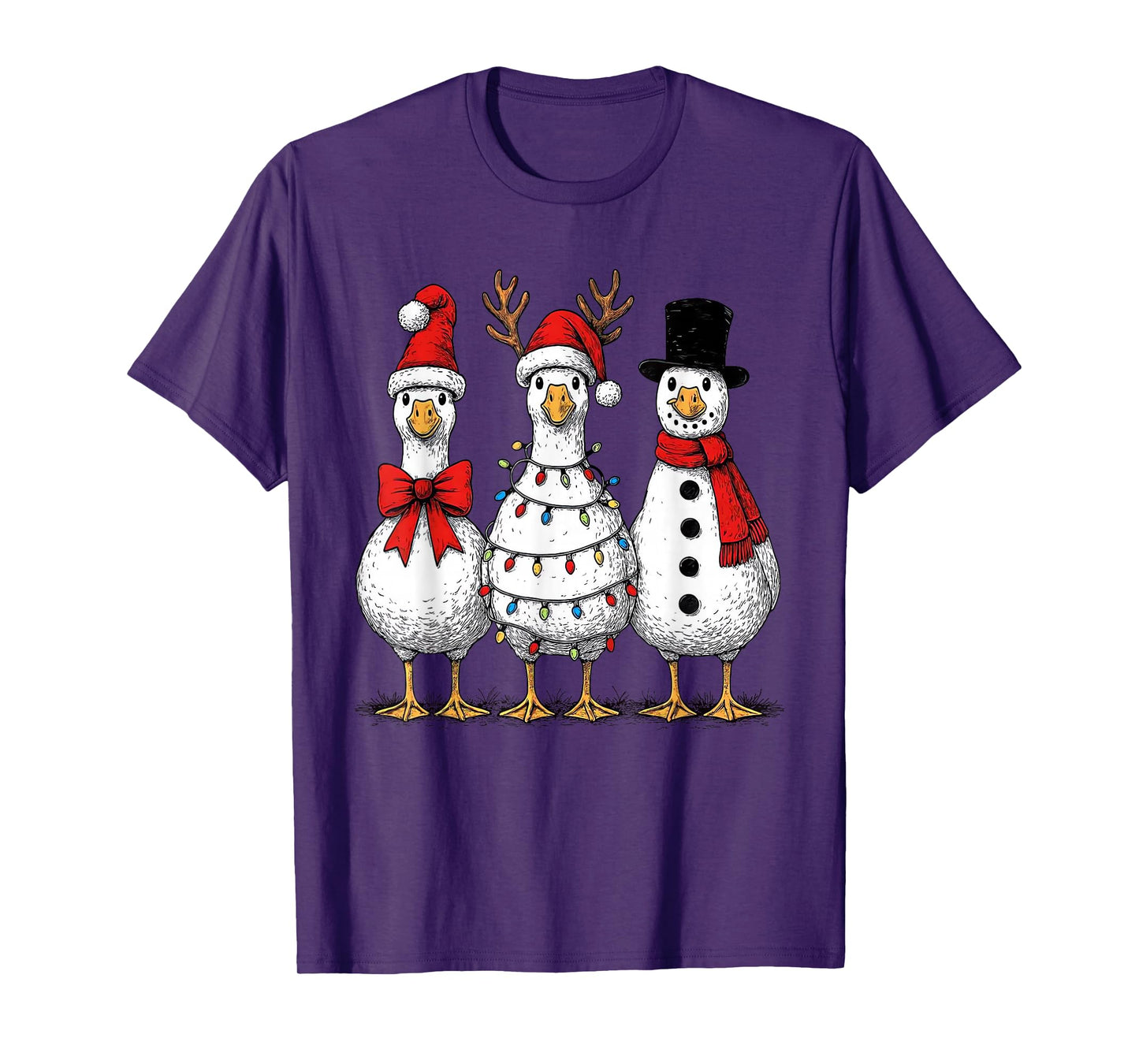 Retro Funny Santa Silly Goose Snowman Reindeer Christmas T-Shirt