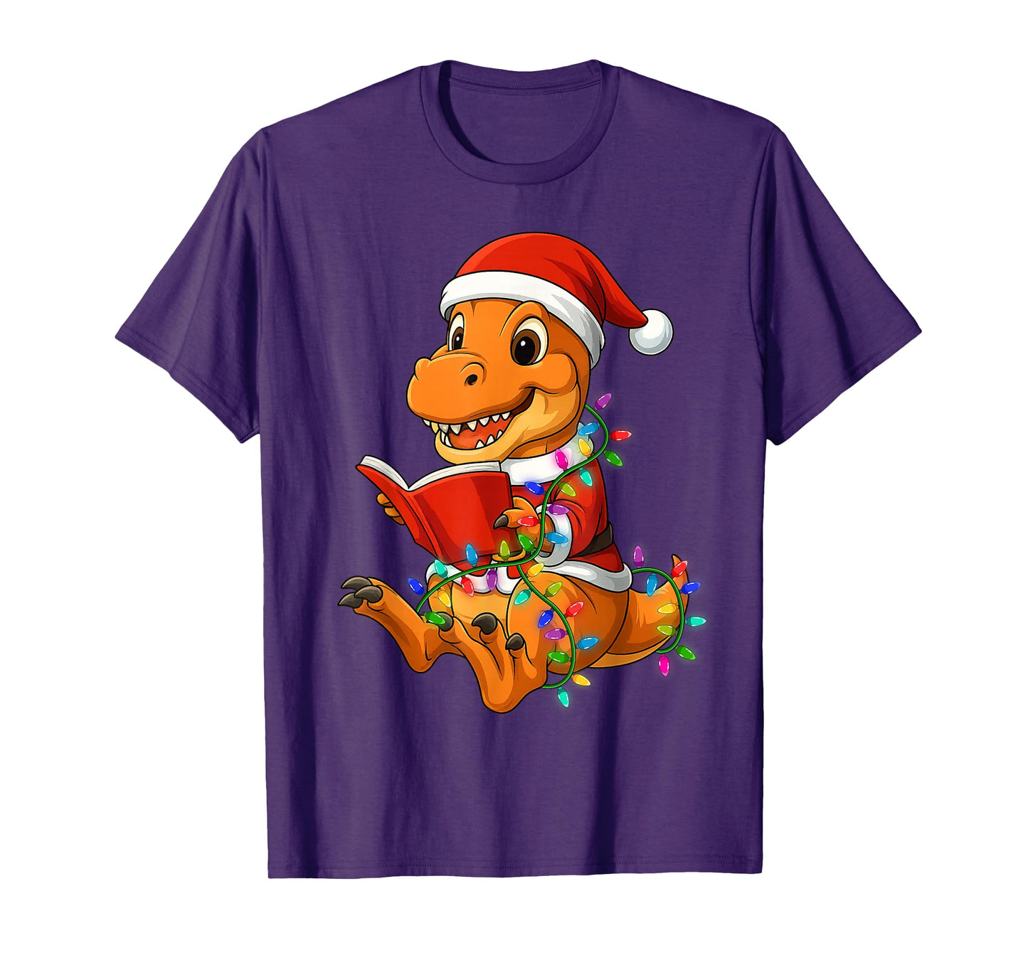 Christmas Dinosaur Kids Books Library Reading Women Teachers T-Shirt