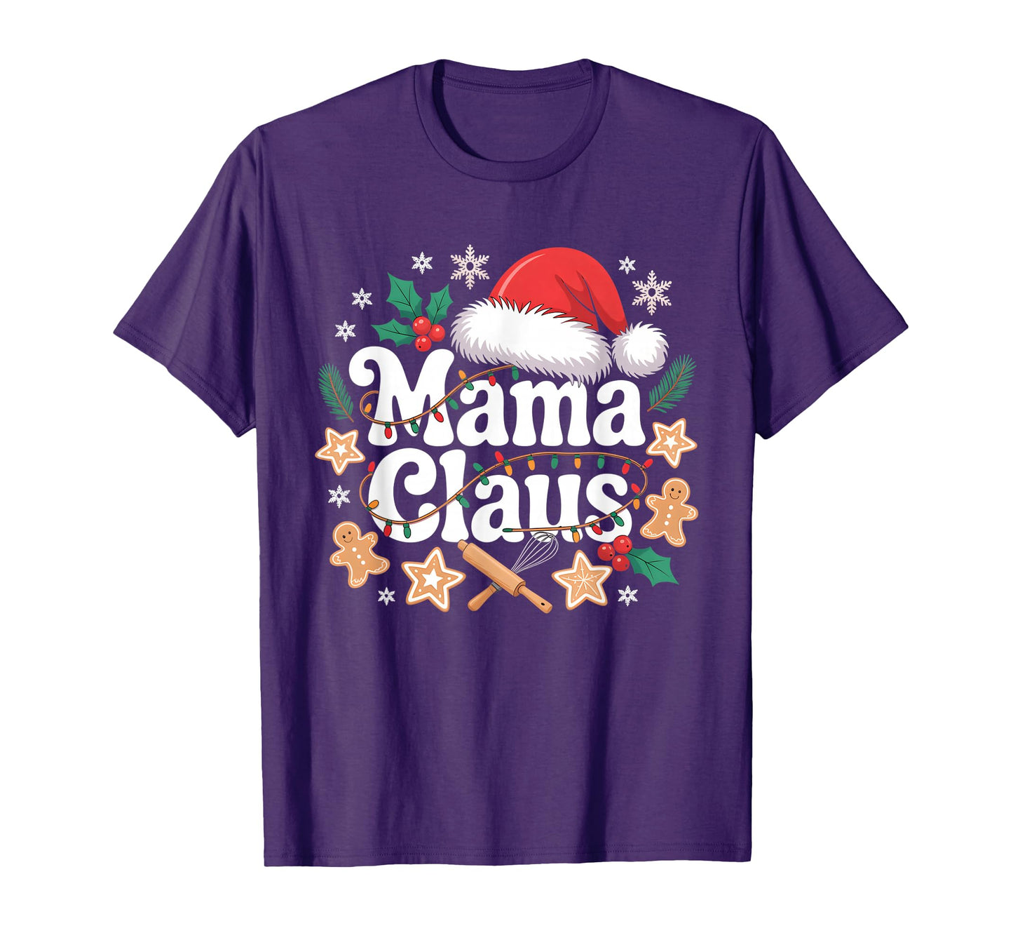 Mama Claus Baking Christmas Gingerbread Santa Hat Women T-Shirt