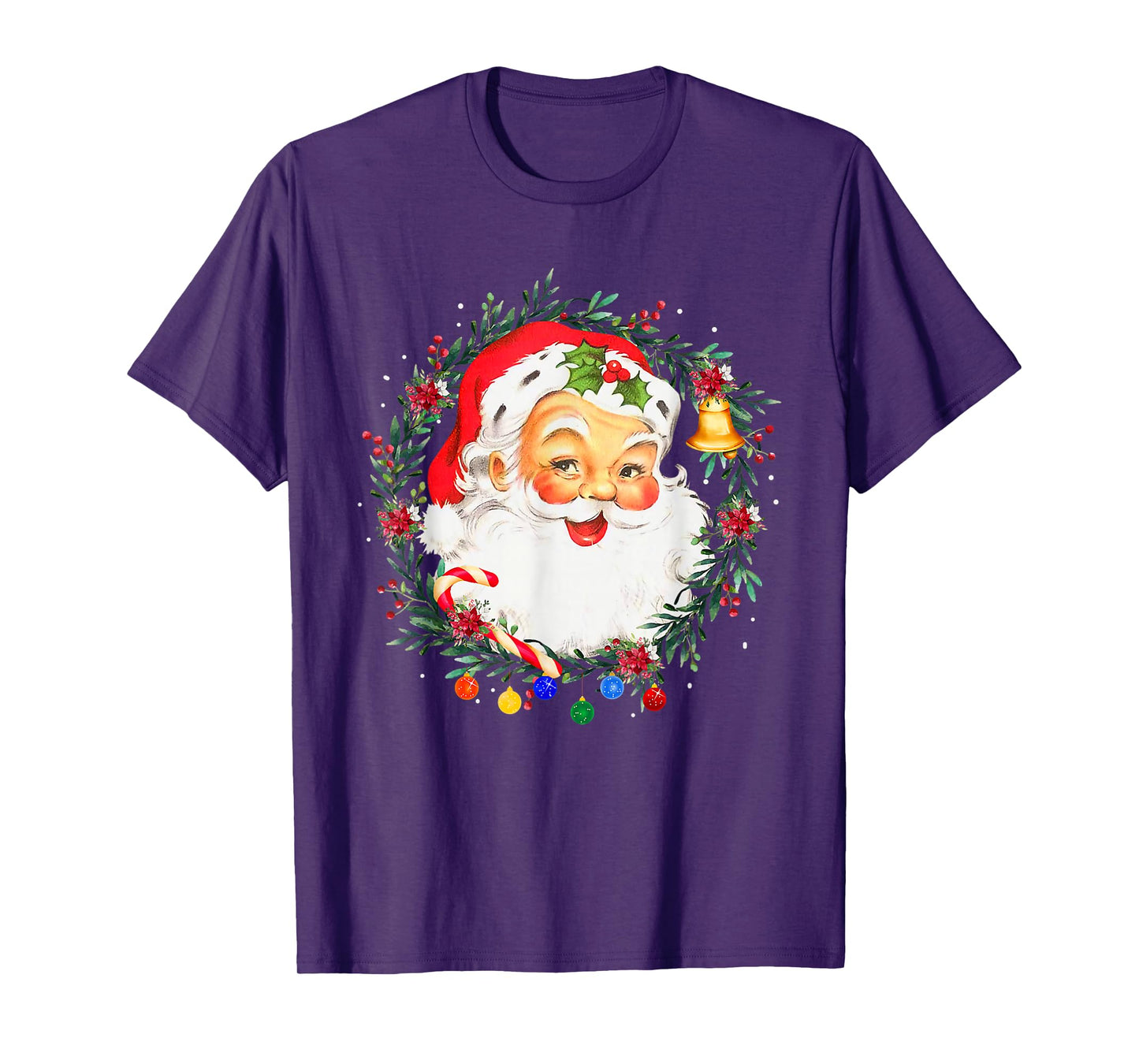 Merry Christmas Santa Claus Pink Afro African American Xmas T-Shirt