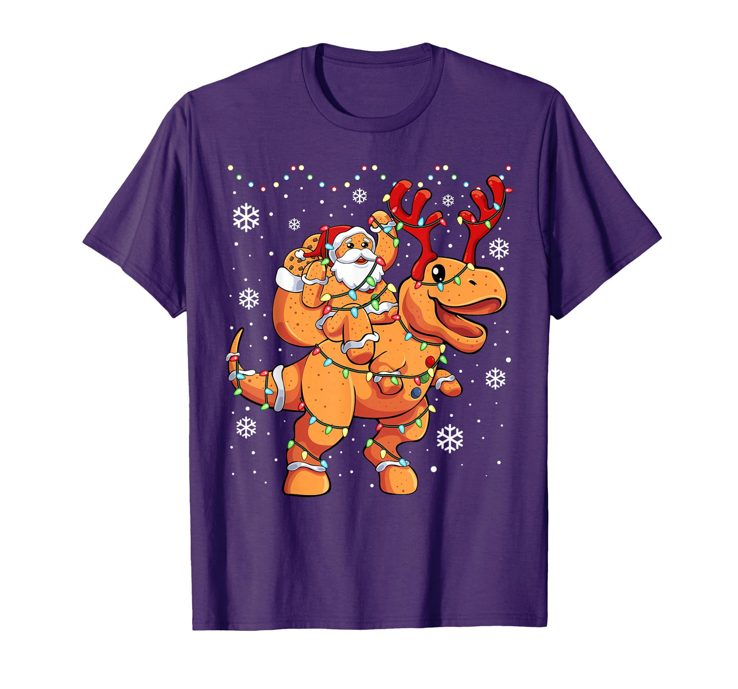 Christmas Santa Gingerbread Man Dinosaur TRex T-Shirt