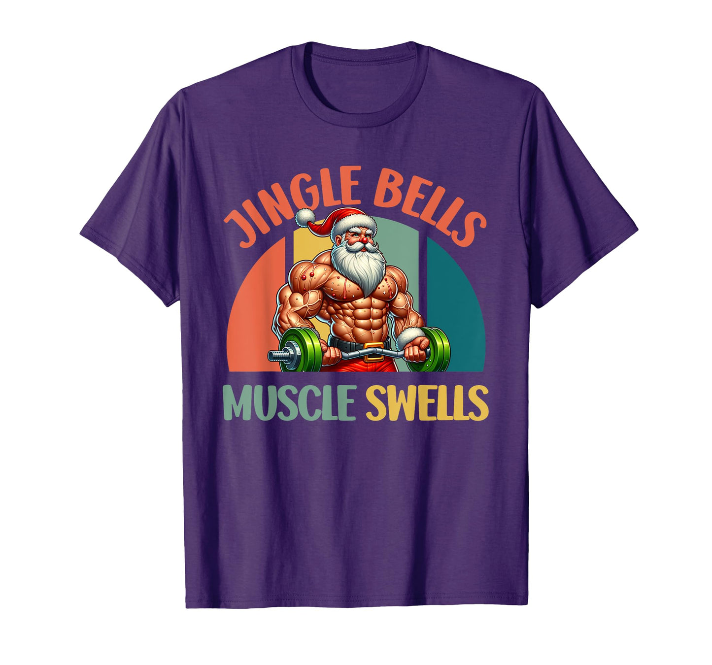 Santa Claus Jingle Bells Muscle SWELLS Funny Gym T-Shirt