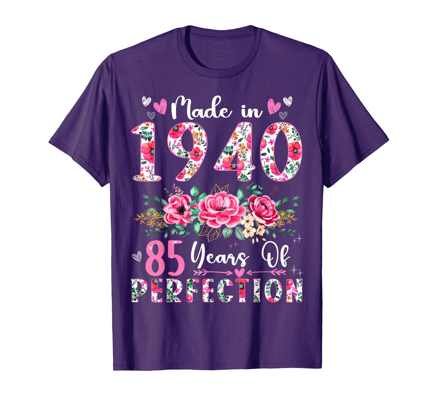 85 Year Old Made In 1940 Floral 85th Birthday Women T-Shirt