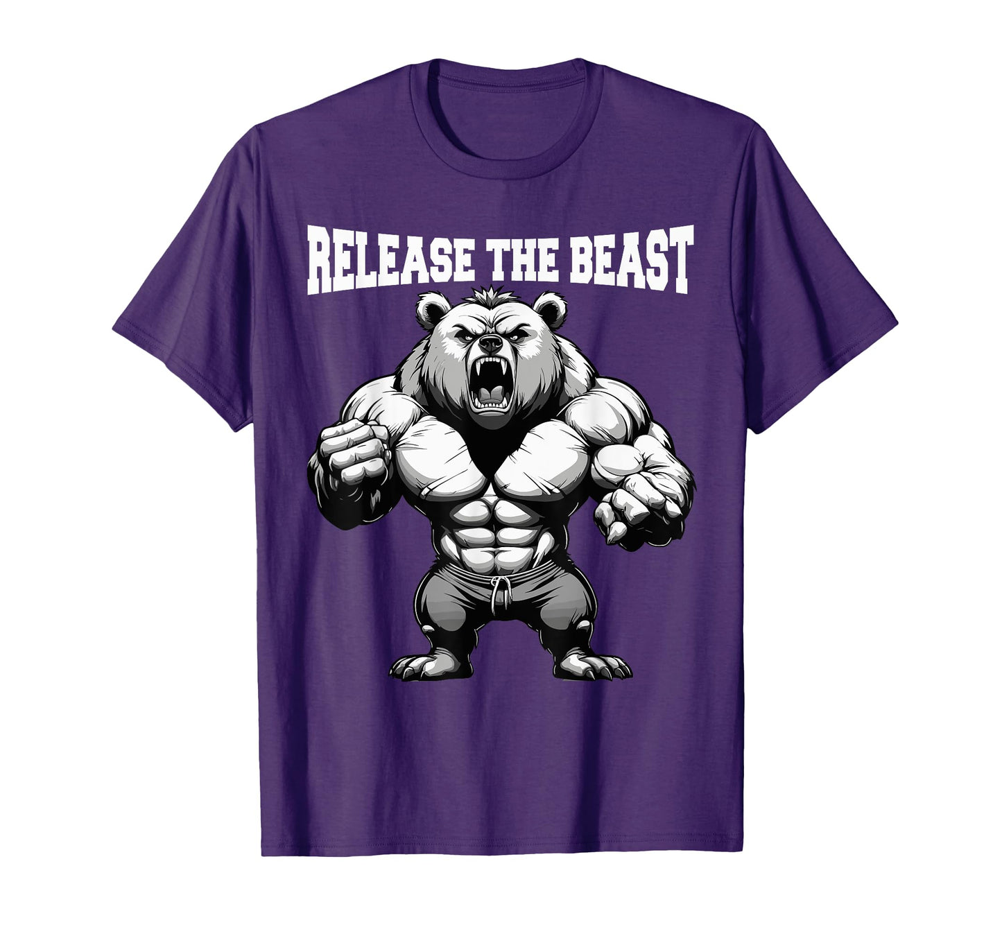 Release The Beast Bodybuilder Grizzly Bear Weightlifter T-Shirt