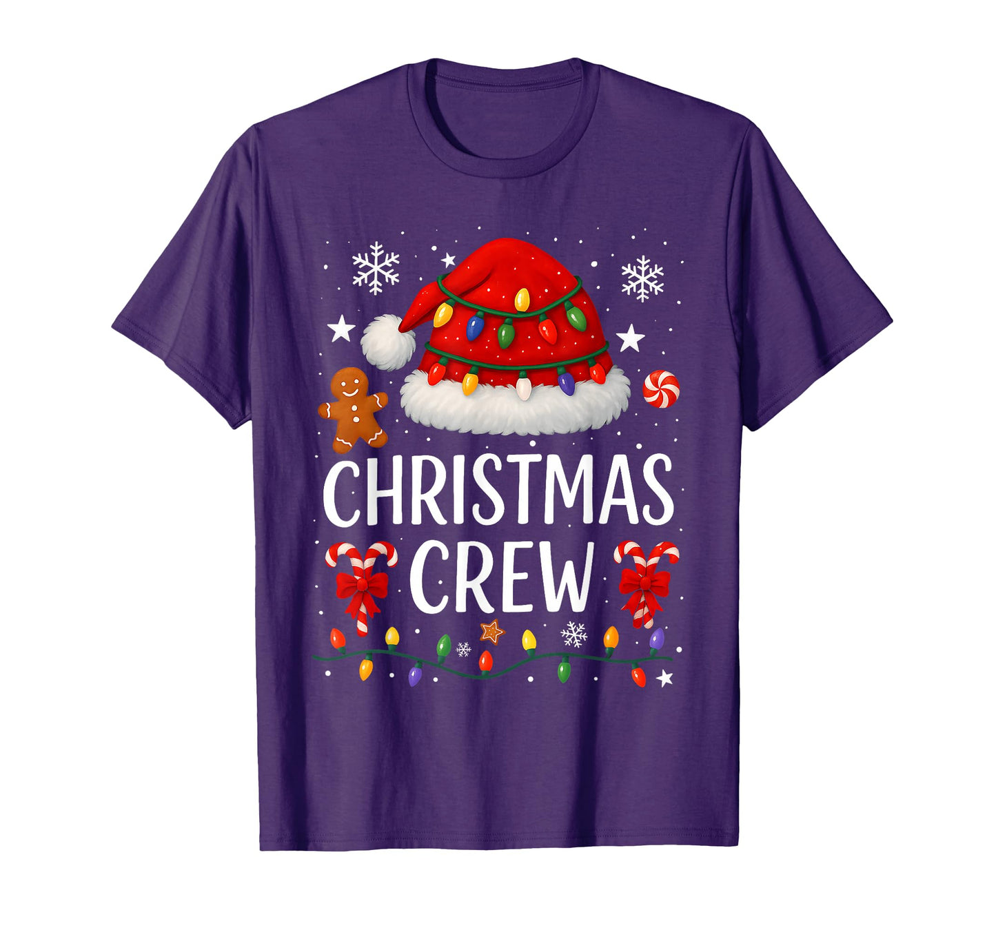 Christmas Crew Family Matching Pajamas Xmas Lights Holiday T-Shirt