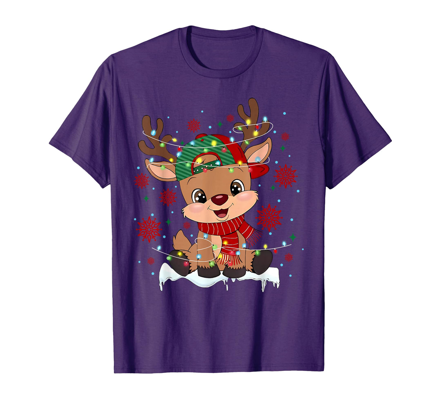 Reindeer Rudolph Merry Christmas Snowflake Pajamas Holiday T-Shirt