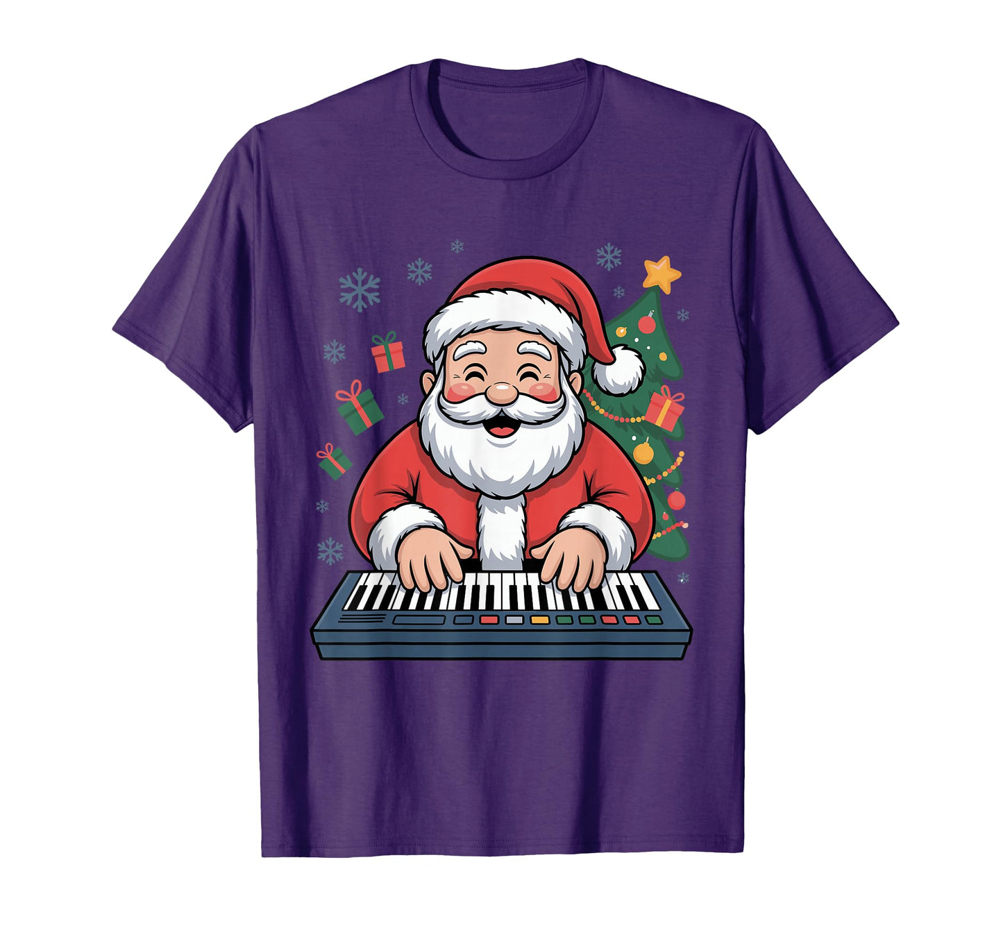 Funny Santa Christmas Design Digital Keyboard Holiday Pajama T-Shirt