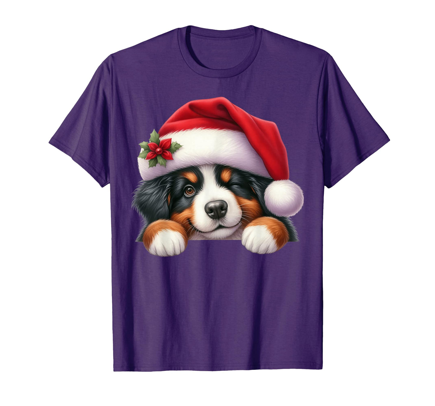 Bernese Mountain Dog Dog Christmas Santa Hat Dog Mom Dad T-Shirt
