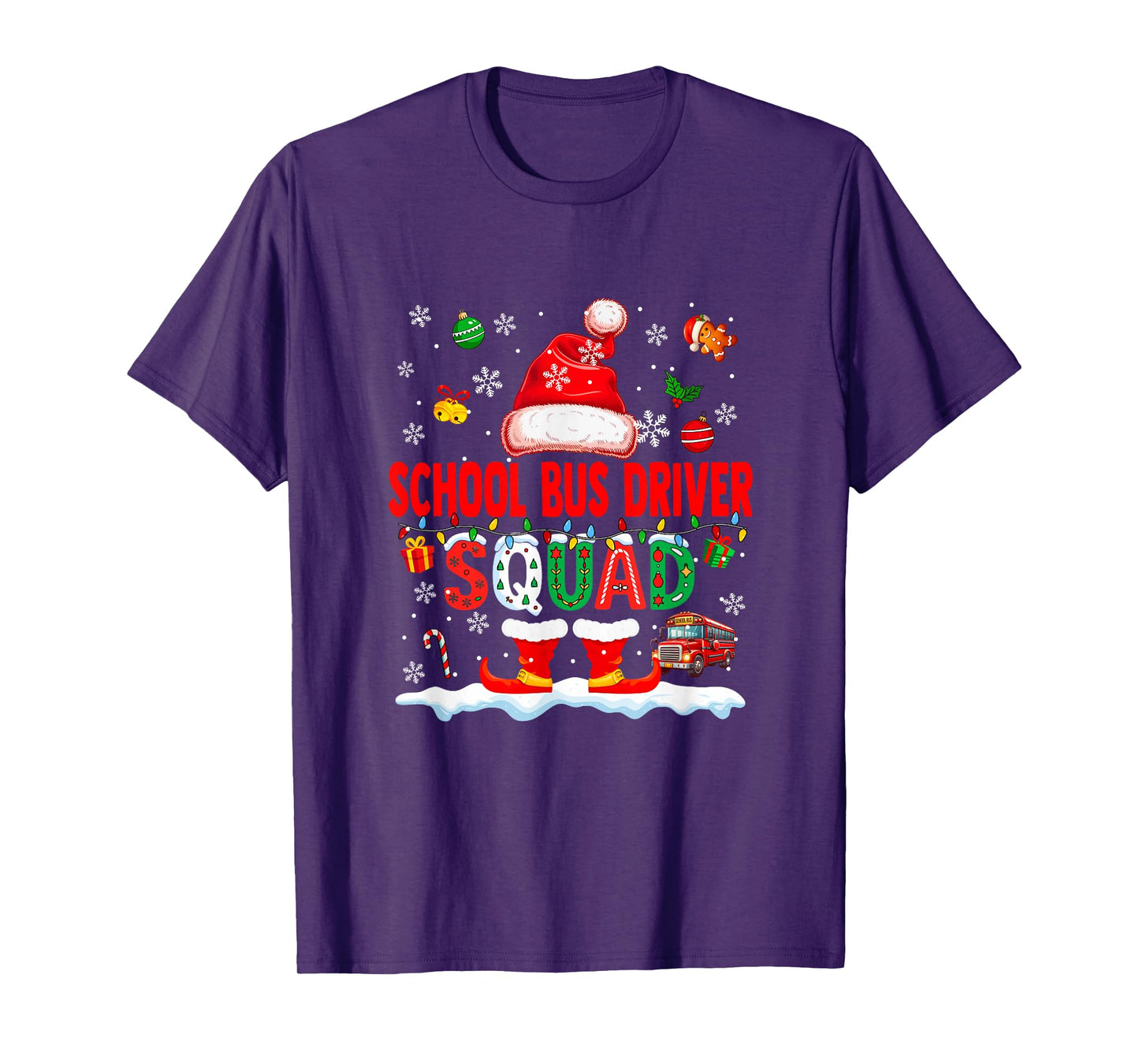 School Bus Driver Squad Men Job Christmas Santa Bow Tie T-Shirt