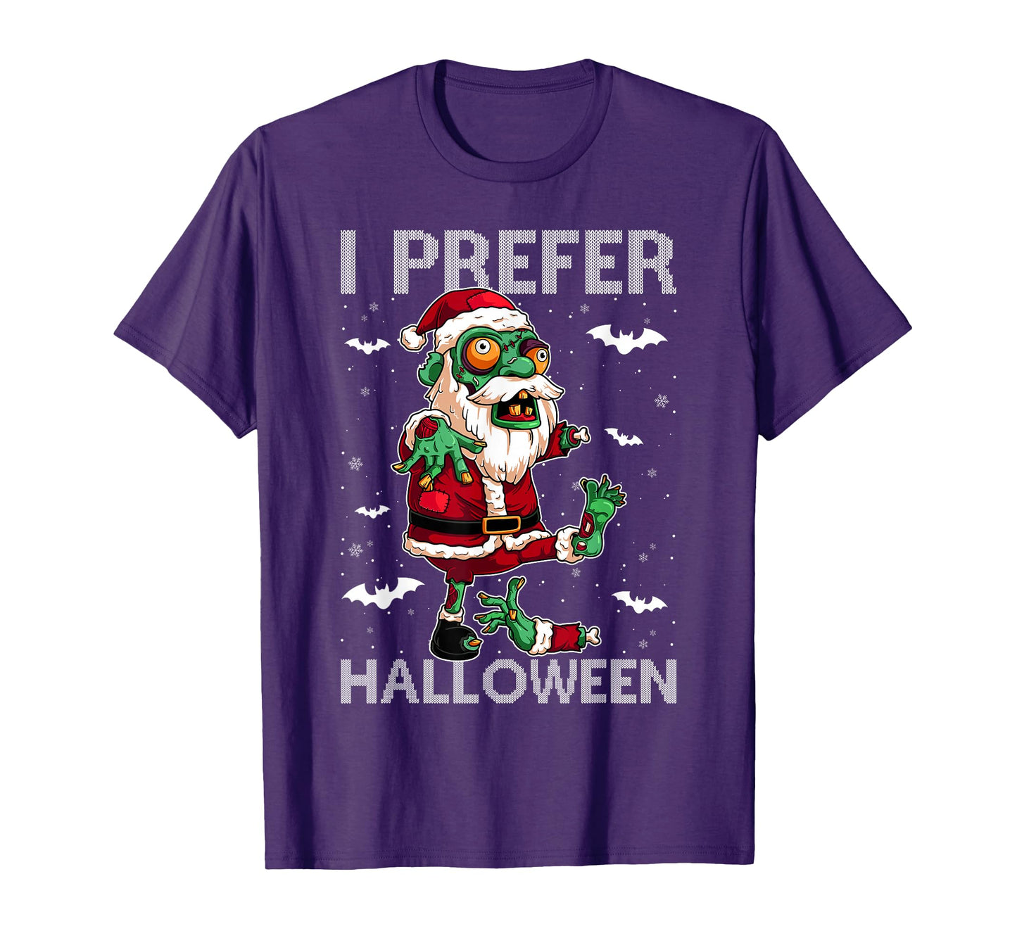 Funny I Prefer Halloween Santa Zombie Ugly Christmas Sweater T-Shirt