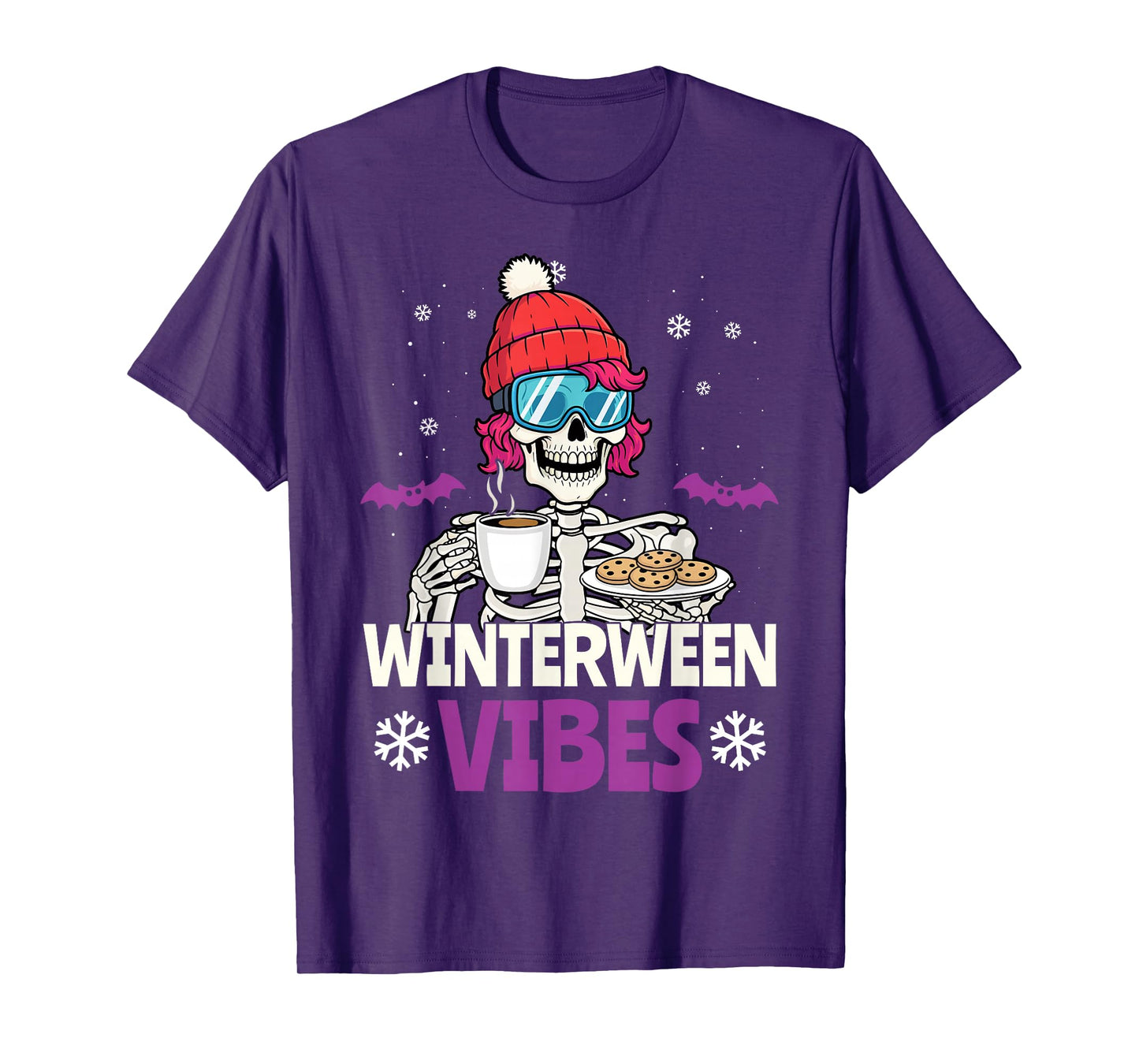 Winterween Vibes Winter Halloween Christmas Funny Skeleton T-Shirt