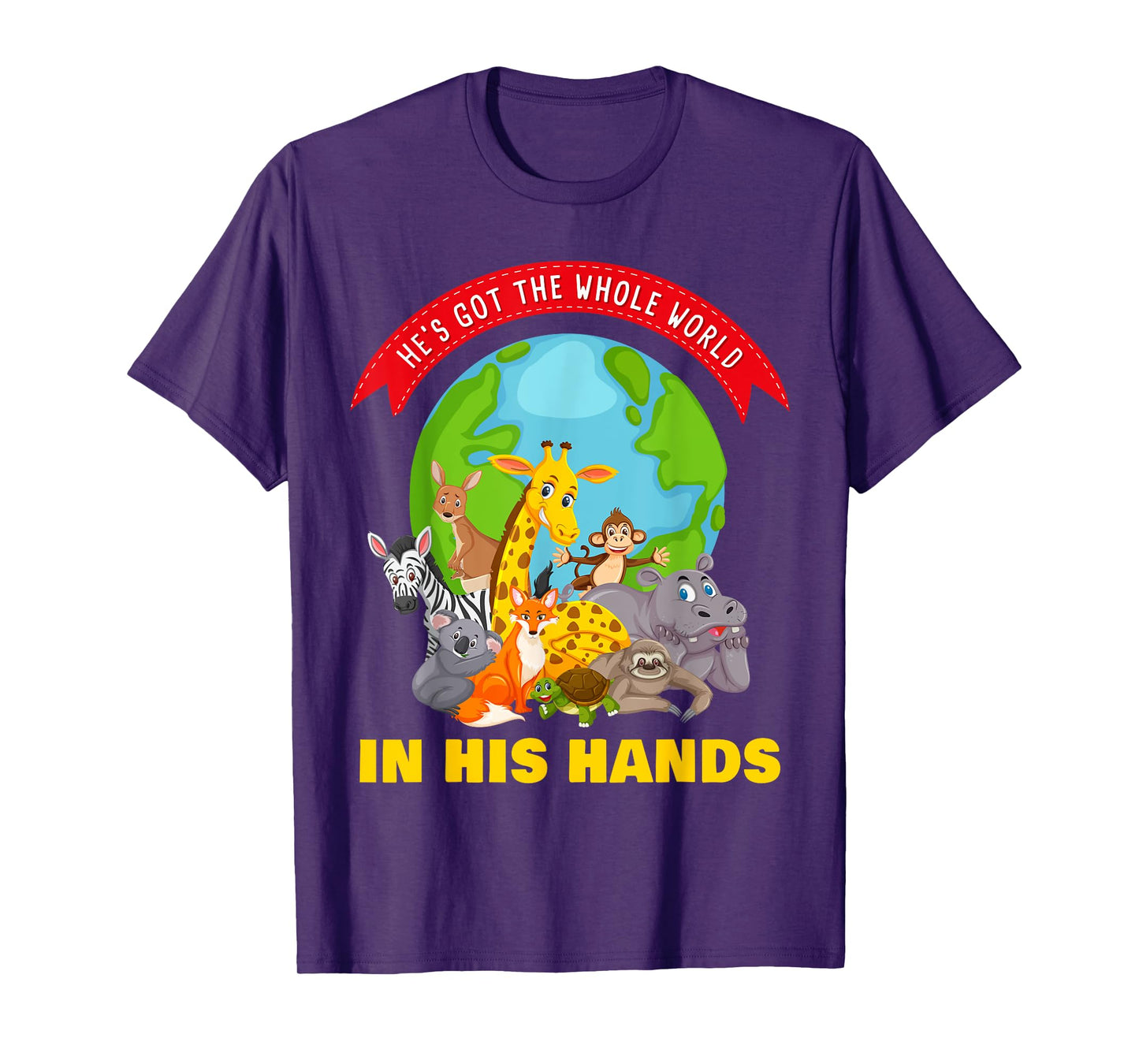 He's Got The Whole World in His Hands – Faith Kids Animals T-Shirt