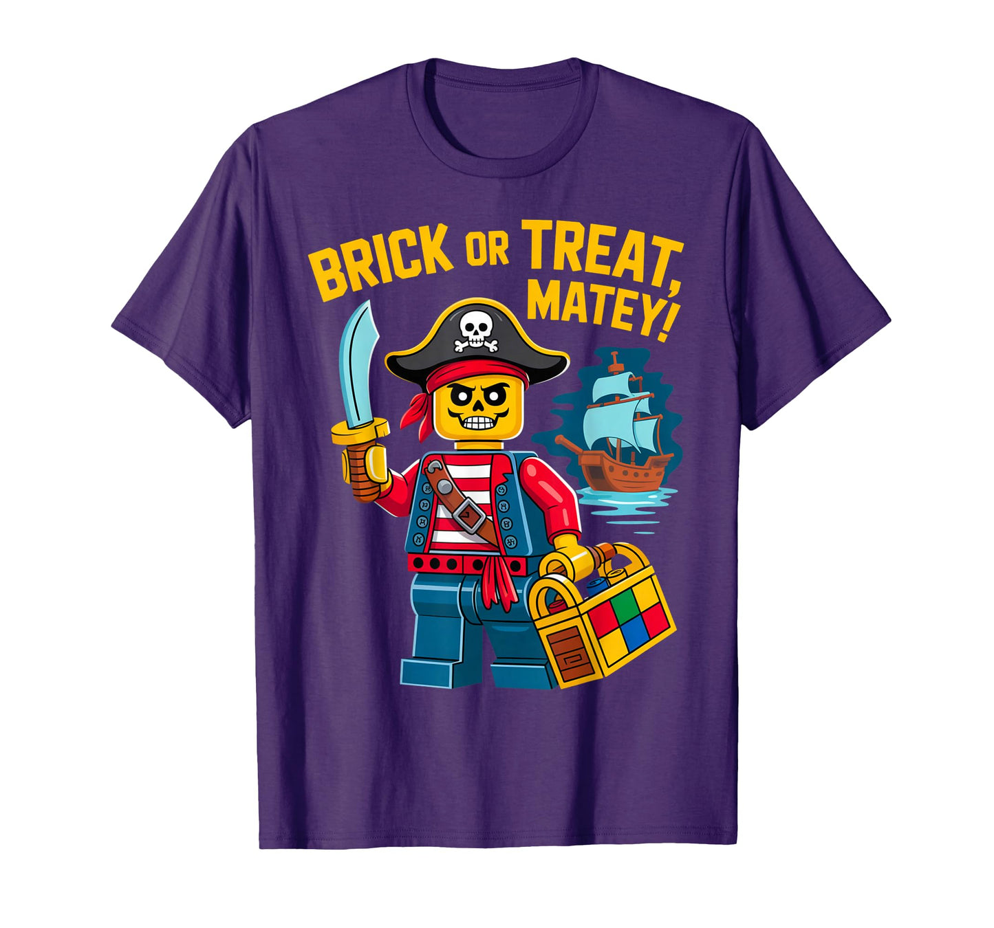 Halloween Bricks Pirate Skeleton Builder Blocks Building Toy T-Shirt