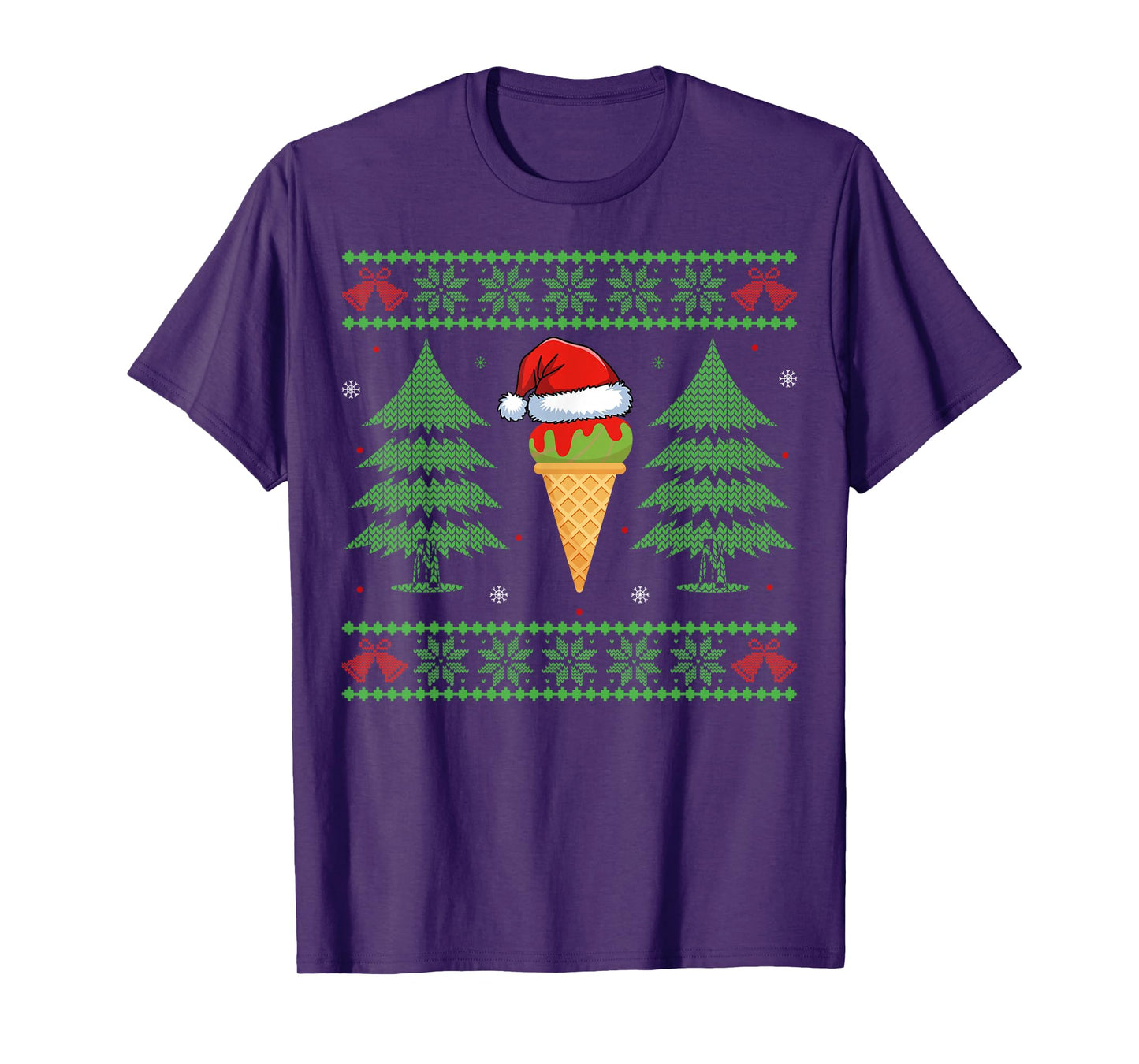 Funny Ice Cream Lover Xmas Santa Ugly Style Christmas T-Shirt
