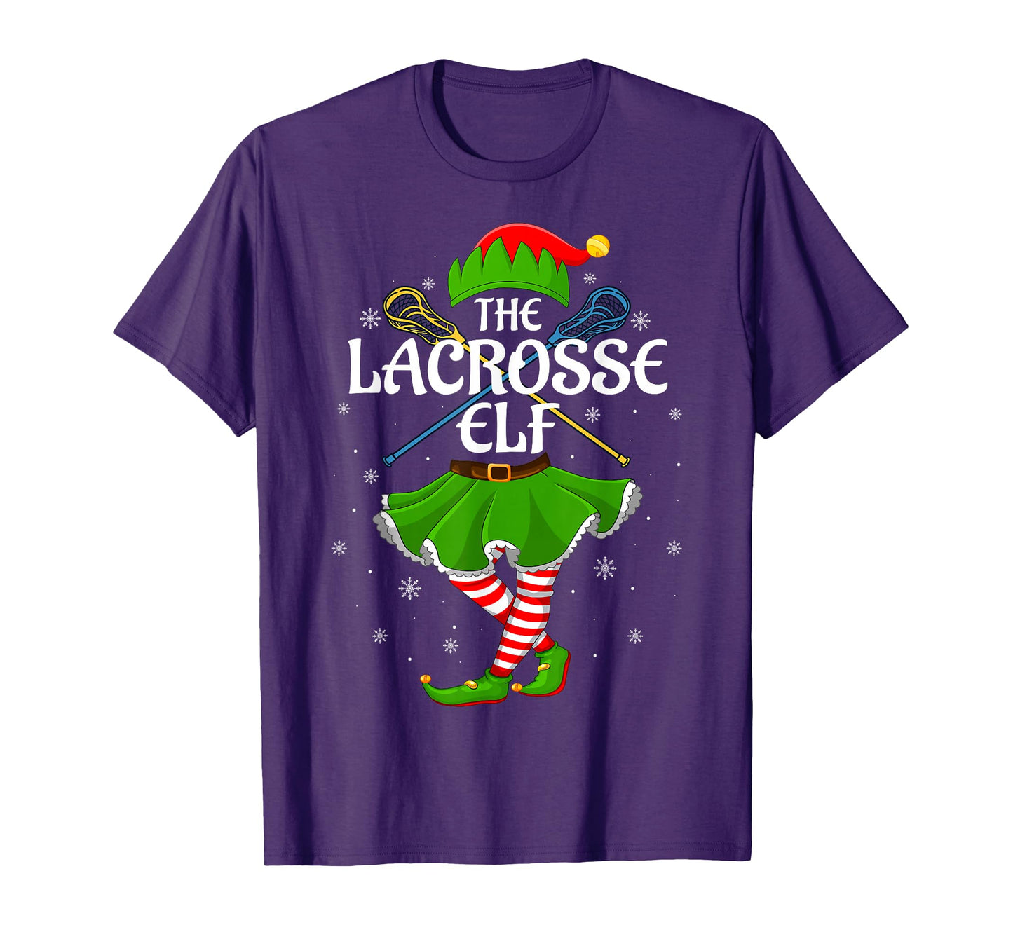 Lacrosse Elf Christmas Family Girls Women Elf Squad Xmas T-Shirt