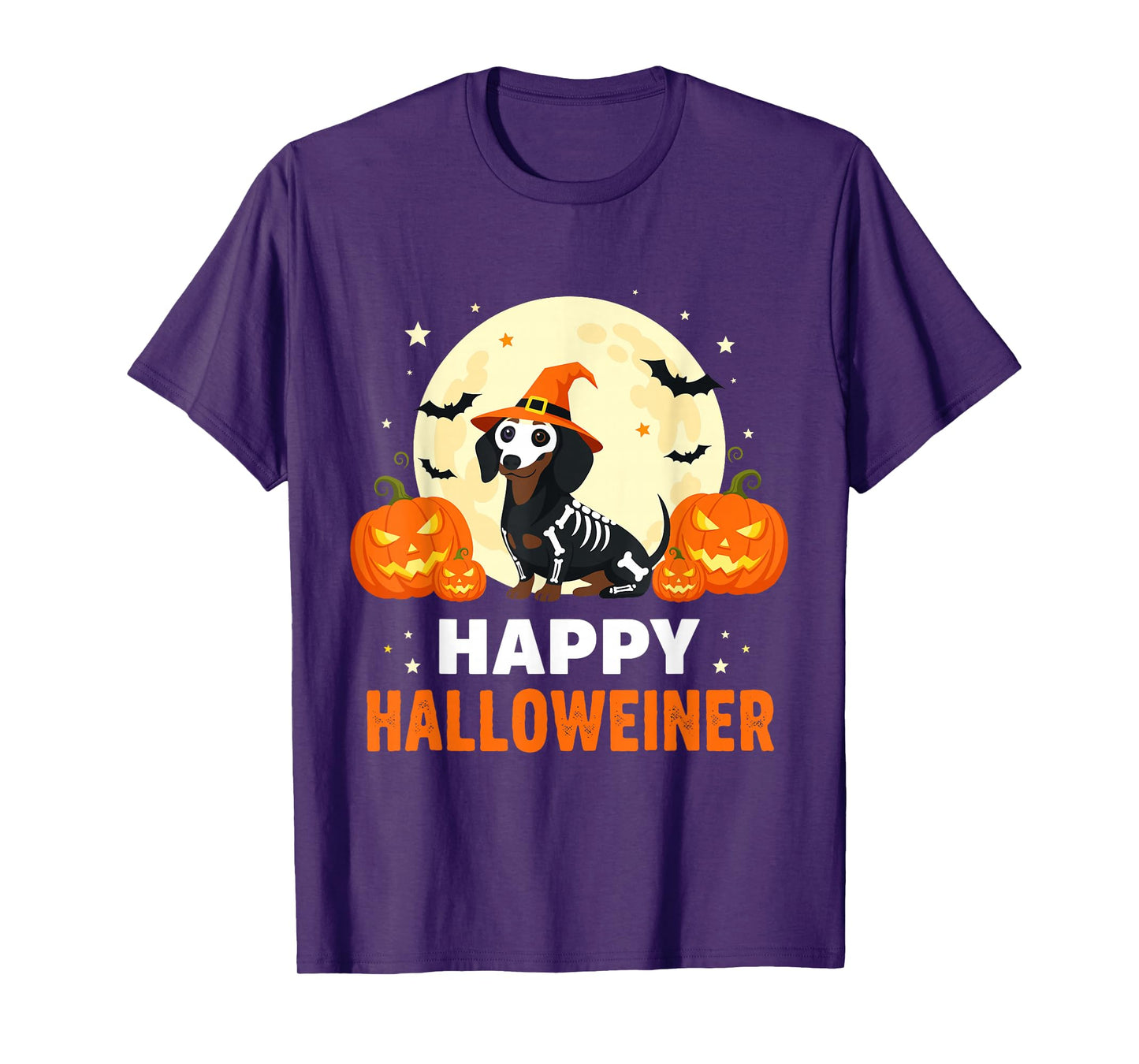 Happy Halloweiner Funny Halloween Dachshund Witch Skeleton T-Shirt