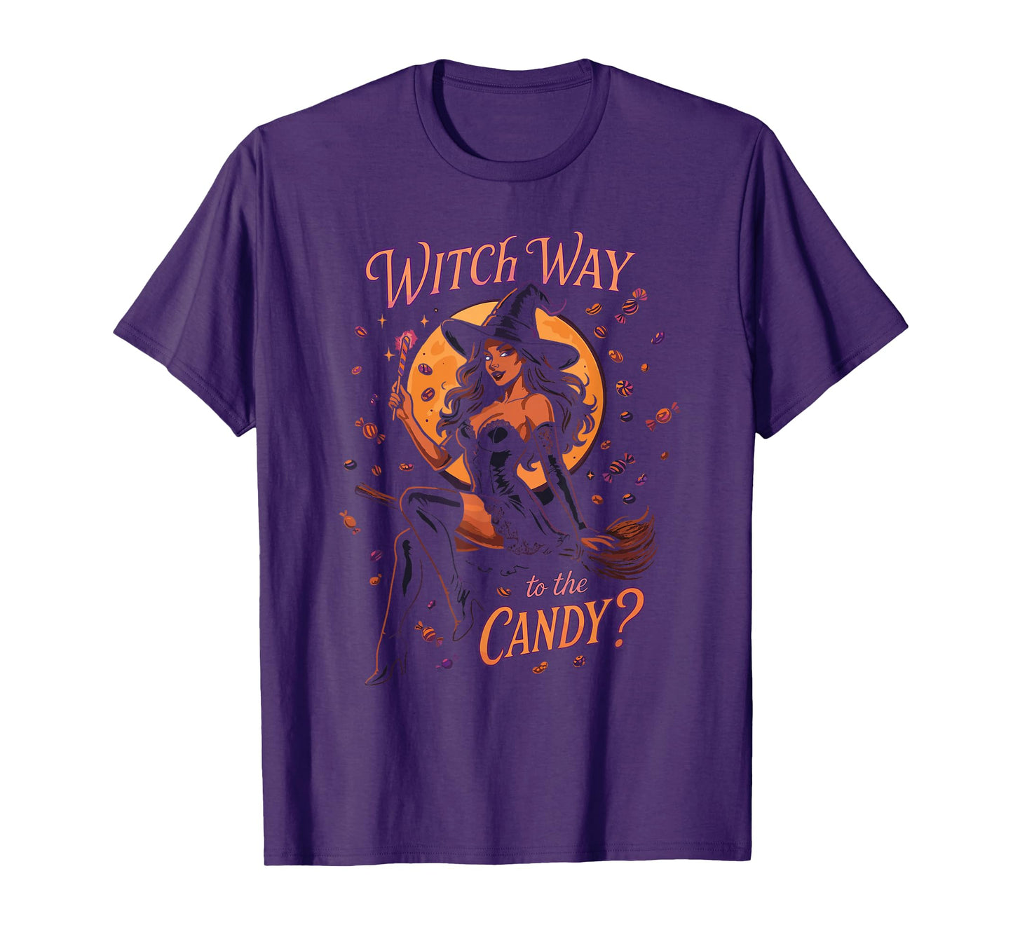 Witch Way to The Candy Adult Halloween Witch for Women T-Shirt
