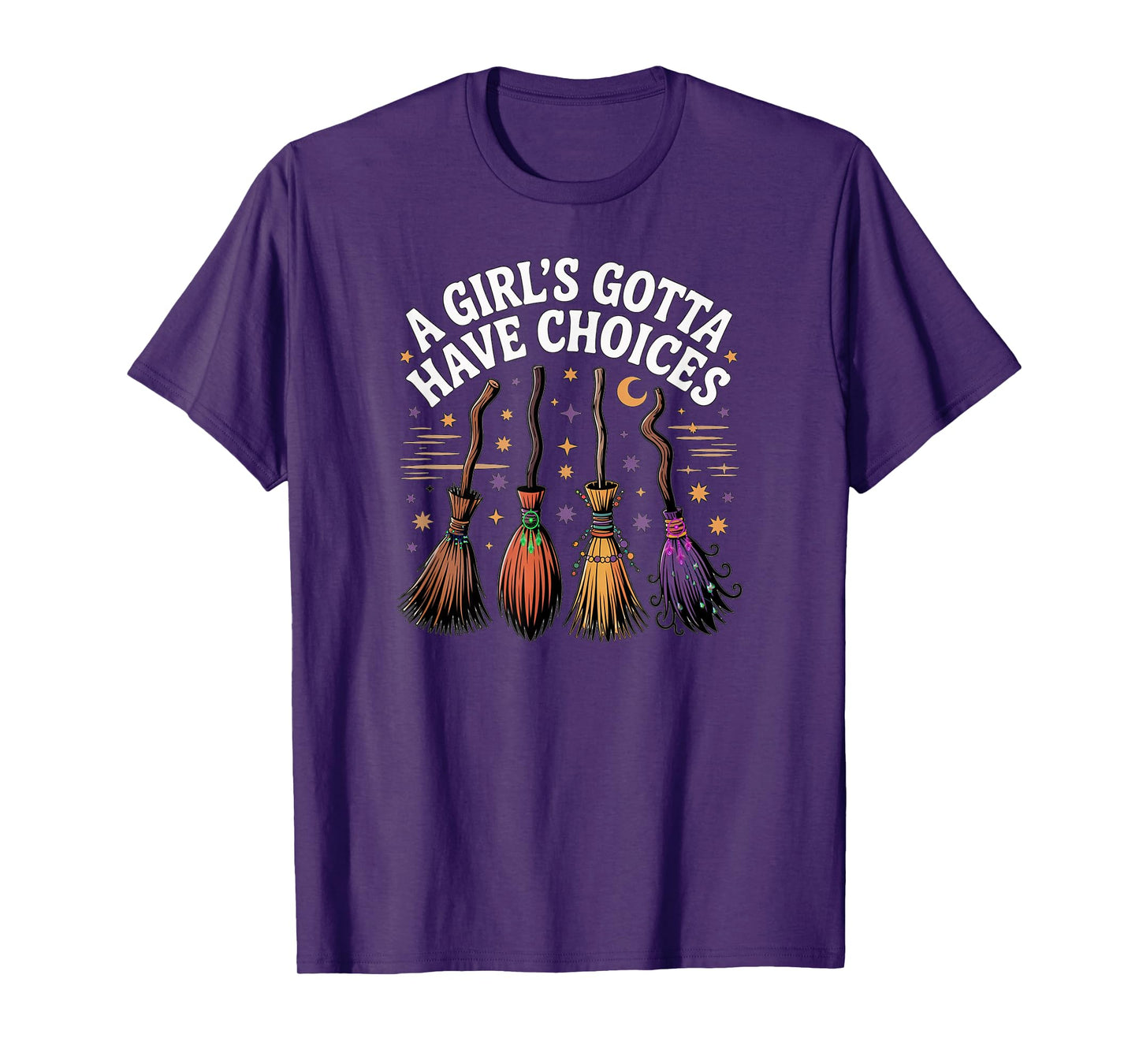 Witch Flying Brooms Cute Girls, and Womens Halloween T-Shirt