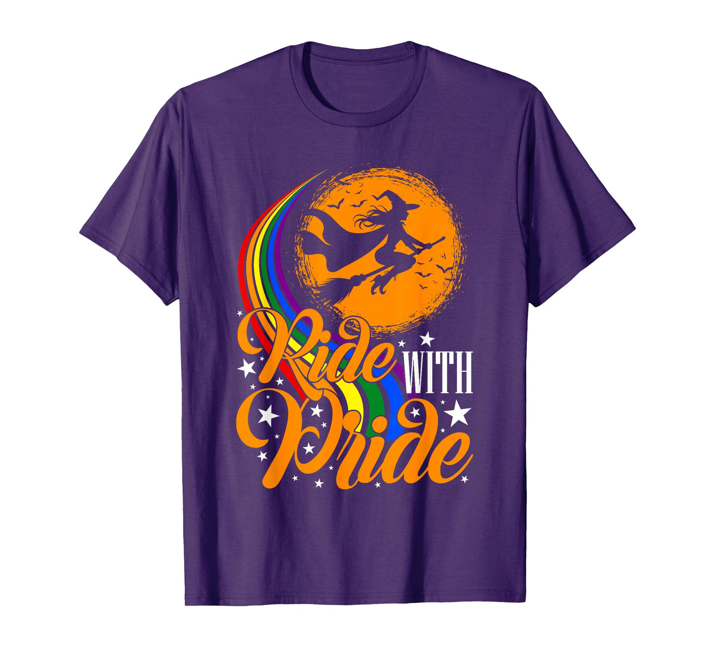 Ride with Pride LGBTQ Gay Lesbian Witch Halloween Costume T-Shirt