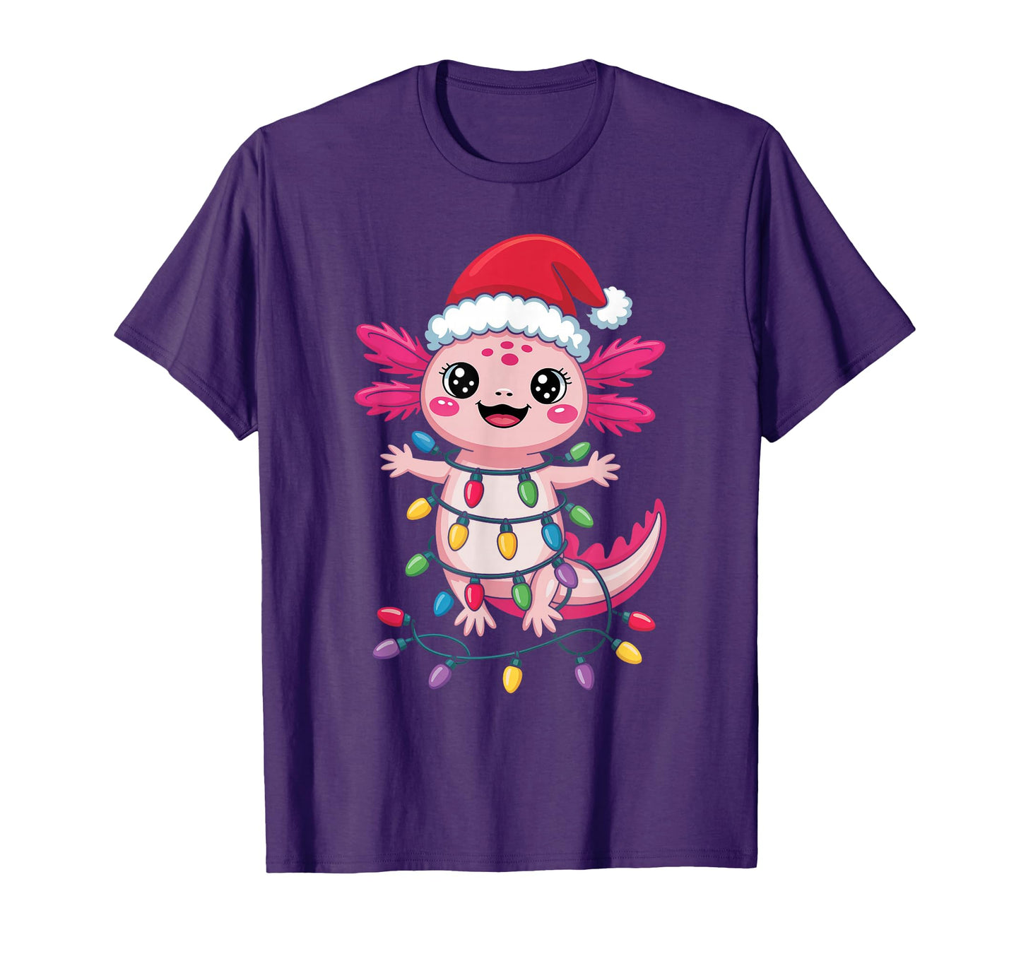 Santa Hat Axolotl Matching Family Cute Christmas Axolotl T-Shirt