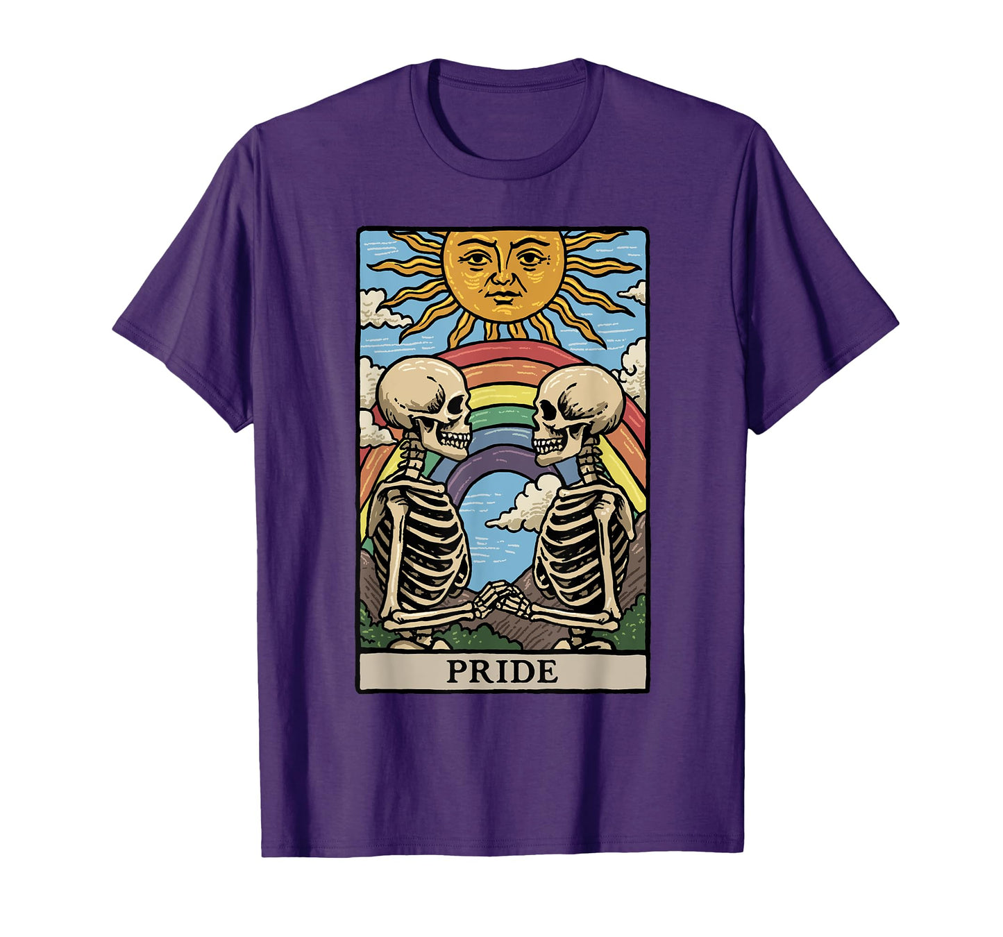 Pride Tarot Card Rainbow Skeletons Gay Pride LGBTQ Gothic T-Shirt